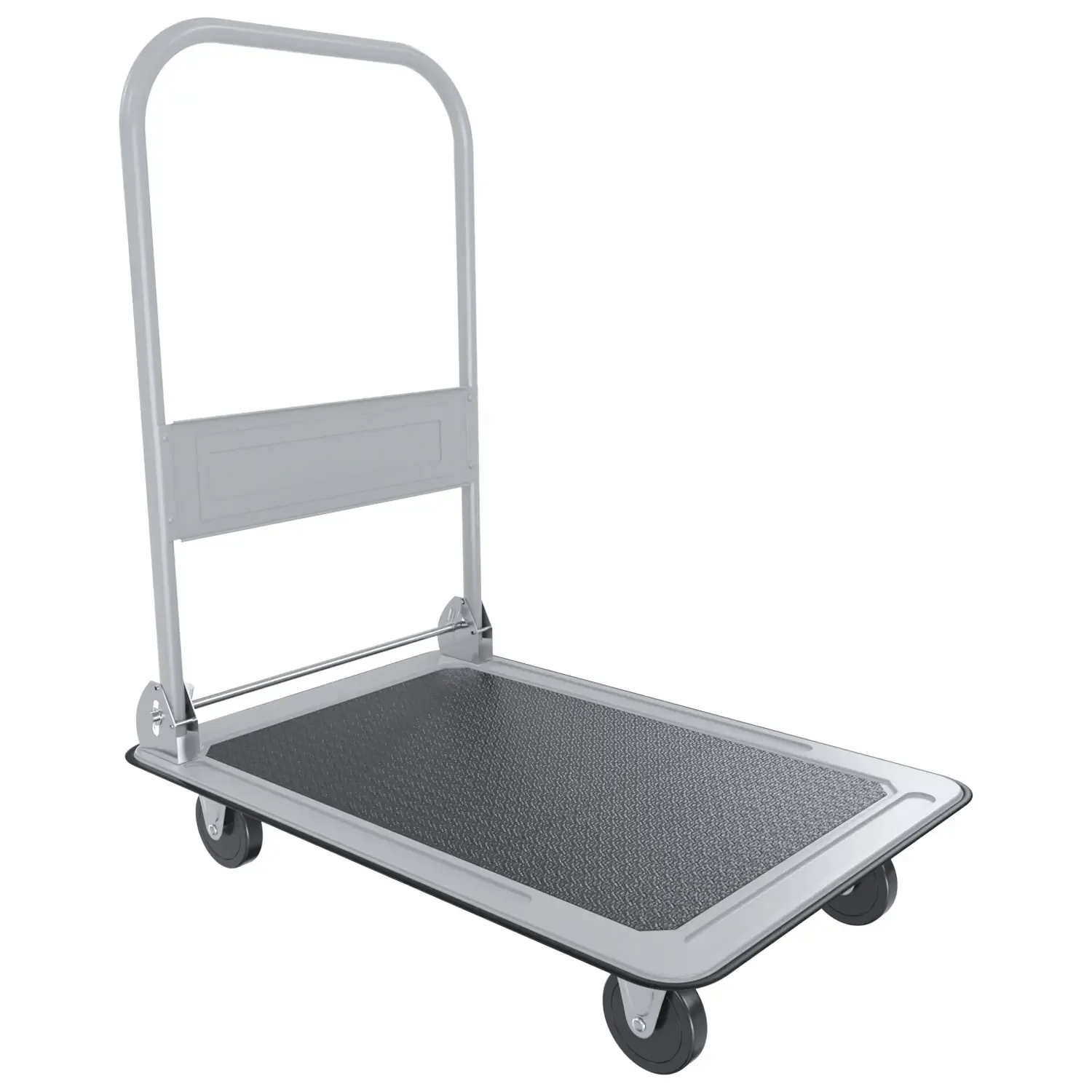 Carrello Richiudibile Pieghevole Tuttofare Portata 150 Kg 4 Ruote Carrellino Trasportatore A Piattaforma Pianale In Acciaio Rivestimento Antiscivolo Portapacchi Trasporto 82 x 48 x 72 Cm Nero