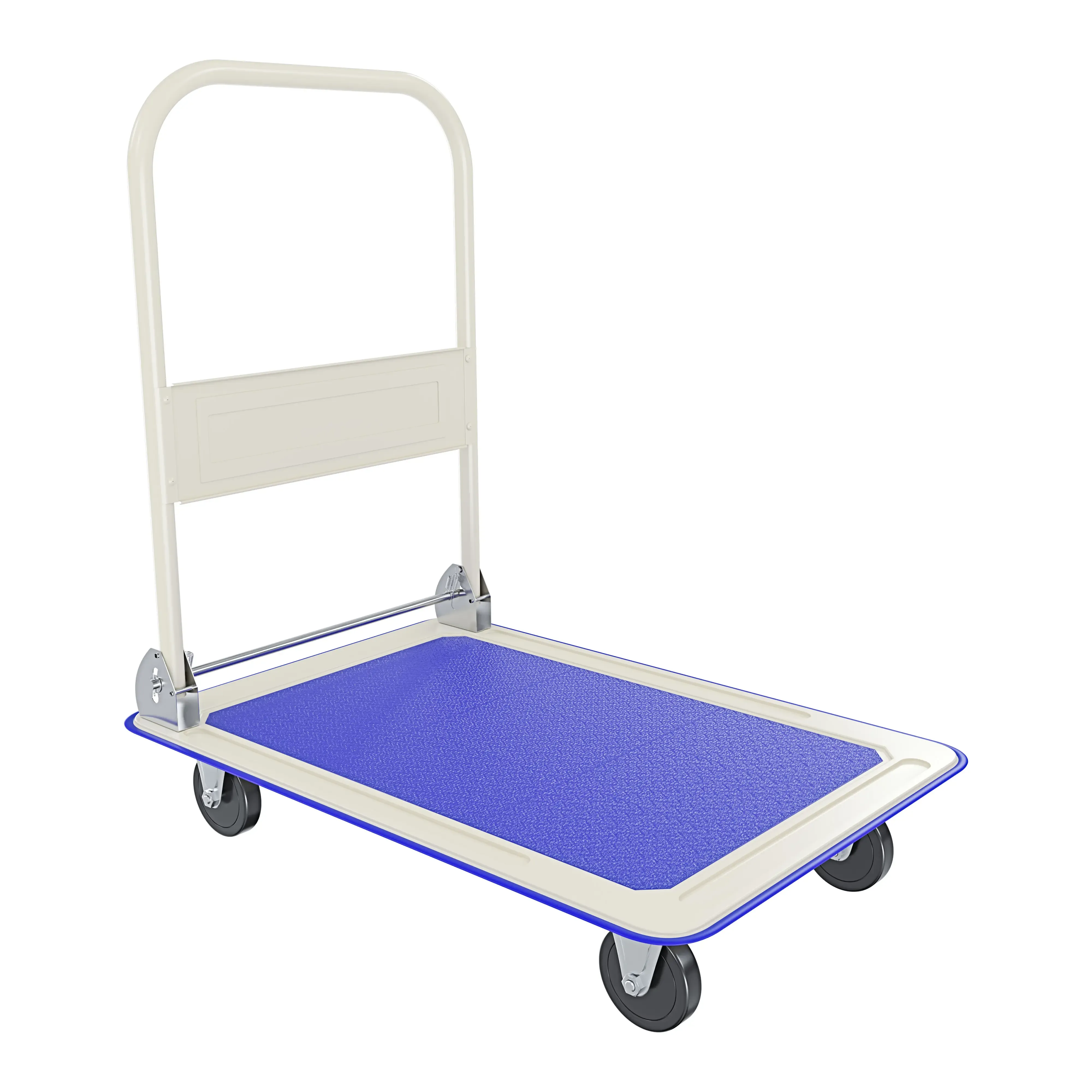 Carrello Richiudibile Pieghevole Tuttofare Portata 150 Kg Con 4 Ruote Carrellino Trasportatore A Piattaforma Pianale In Acciaio Rivestimento Antiscivolo Portapacchi Per Trasporto 82 x 48 x 72 Cm Blu