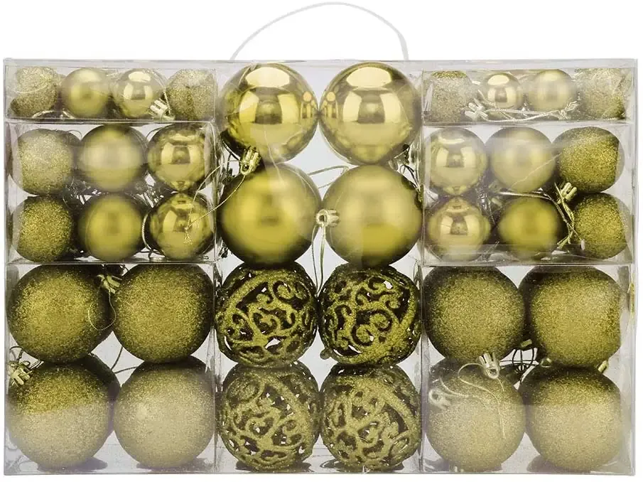 Confezione 100 Palline di Natale Colore Gold, Palle di Natale Diametro 3/4/6 cm, Addobbi E Decorazioni per Albero di Natale, Colore Oro