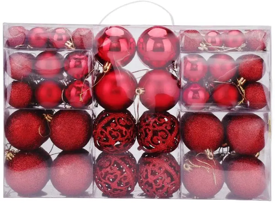 Confezione 100 Palline di Natale Colore Red, Palle di Natale Diametro 3/4/6 cm, Addobbi E Decorazioni per Albero di Natale, Colore Rosso