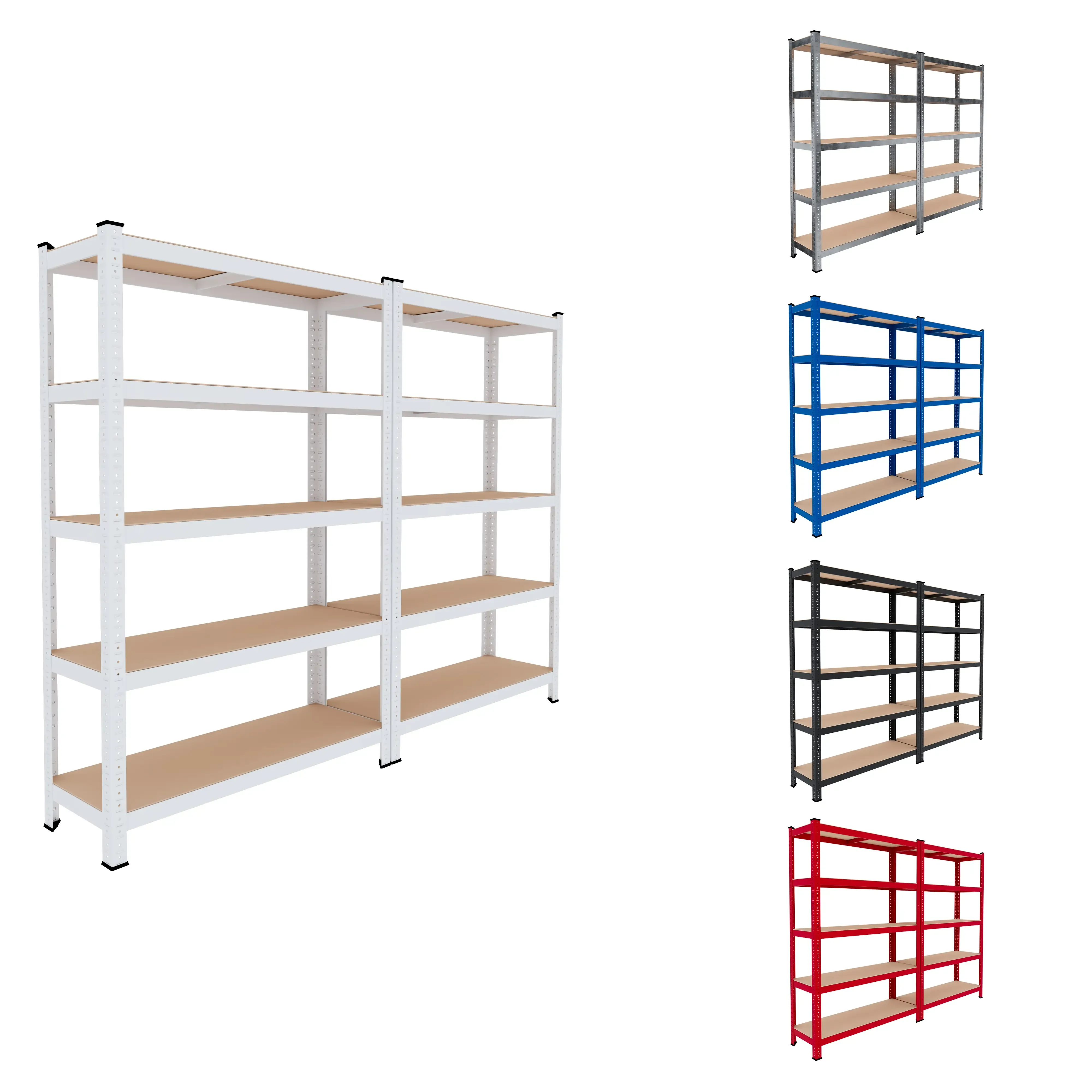 2 Scaffali In Metallo E MDF Scaffale Ad Alta Portata Fino a 875 kg Con 5 Ripiani Regolabili Ideale Per Garage Officina Cantina Capannone Magazzino Design Modulare