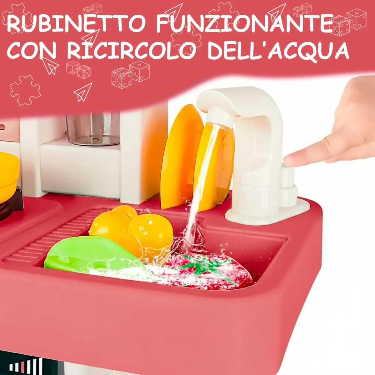 Cucina Giocattolo Bambini Con Luci E Suoni Realistici Rubinetto Con Riciclo Acqua Forno E Fornelli Apribili 50 Accessori Inclusi Gioco Educativo Per Bambini Dai 3–8 Anni