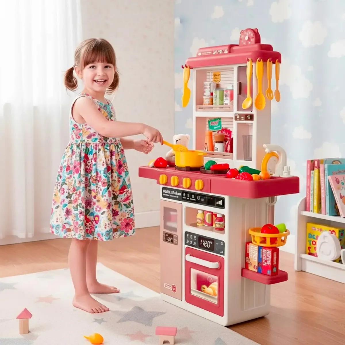 Cucina Giocattolo Bambini Con Luci E Suoni Realistici Rubinetto Con Riciclo Acqua Forno E Fornelli Apribili 50 Accessori Inclusi Gioco Educativo Per Bambini Dai 3–8 Anni