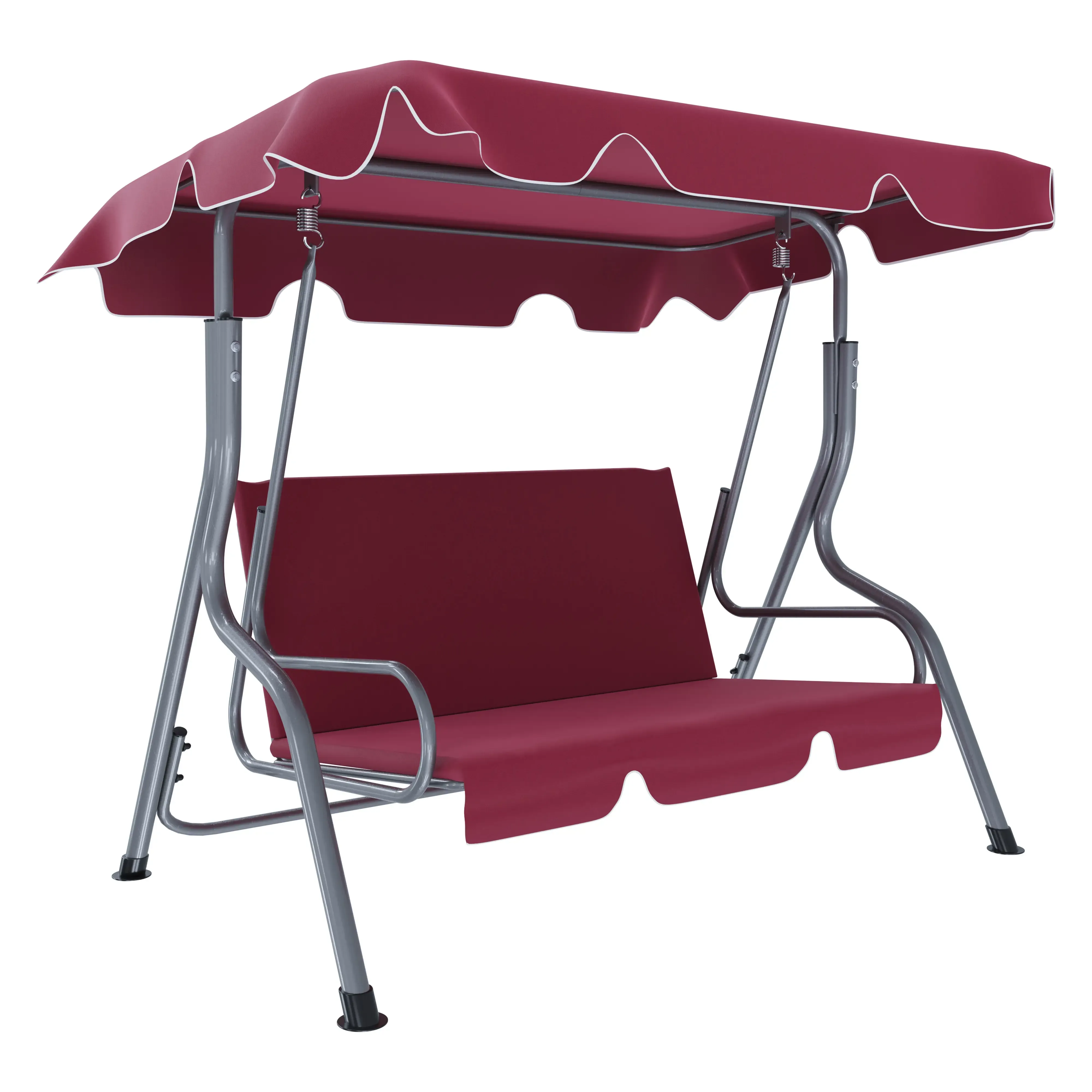 Dondolo 3 Posti Alentejo Con Tettuccio Parasole Regolabile Cuscini Imbottiti Struttura Robusta In Acciaio Verniciato Da Giardino Esterno Balcone Terrazzo 170 x 110 x 153 cm