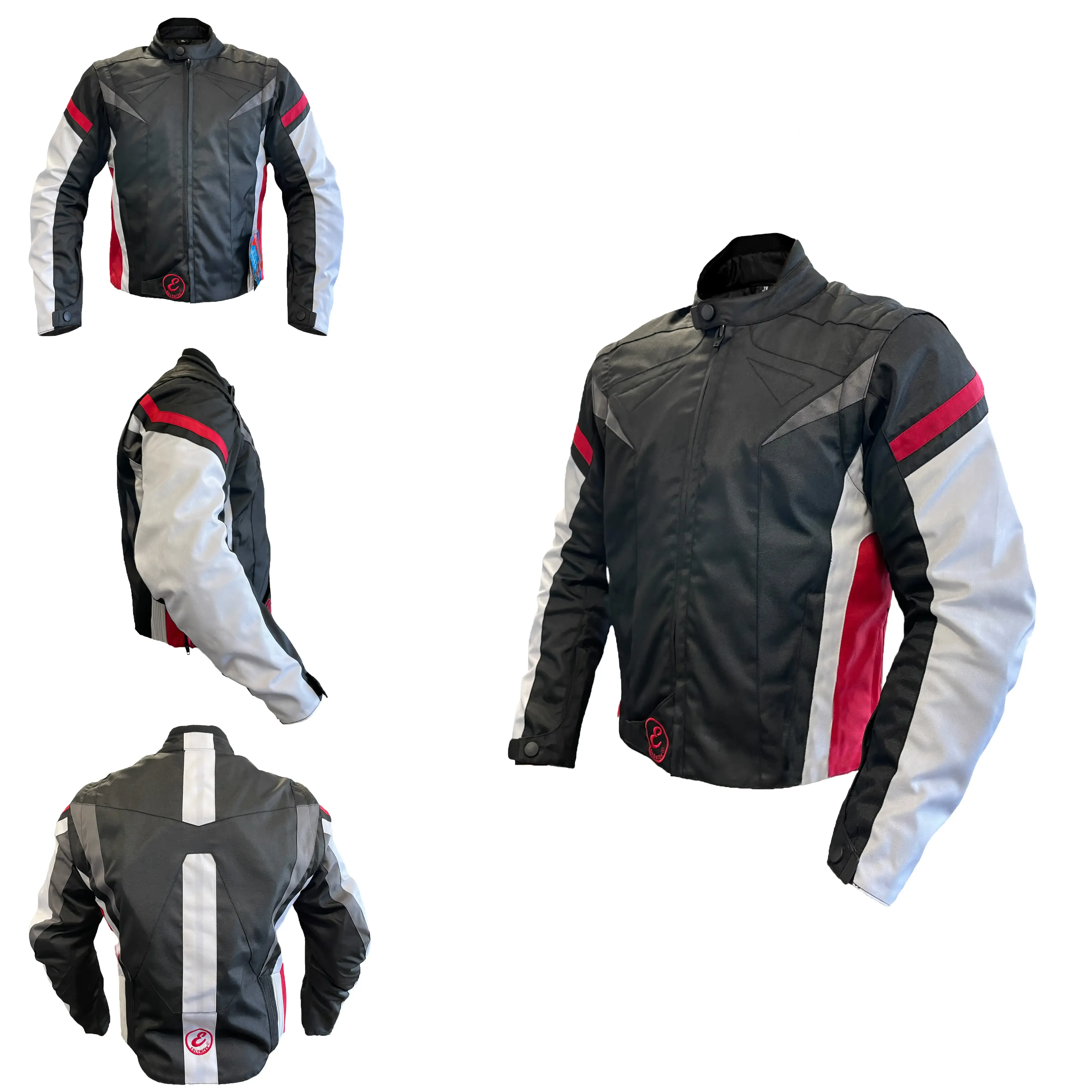 Giacca Moto Protezioni Removibili Giubbotto Tessuto Cordura Manica Staccabile Termico Removibile Tasche Chiusura Zip Stagioni