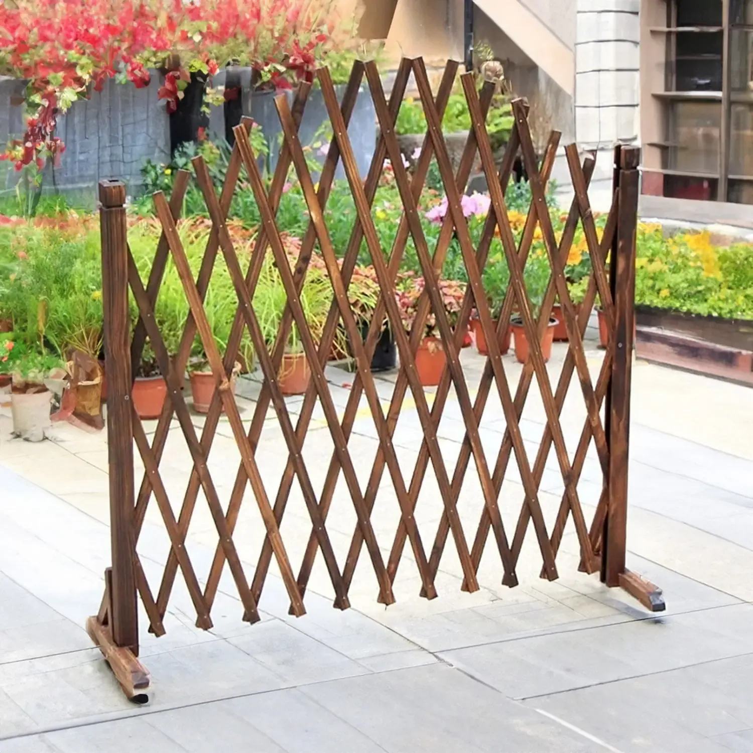 Griglia In Legno Pannello Estensibile Fino a 120 Cm Grigliato Divisorio Separè Alto 150 Cm Autoportante Per Balcone Giardino Terrazzo Piscina Privacy Decorazione Traliccio Pergolato Per Esterno