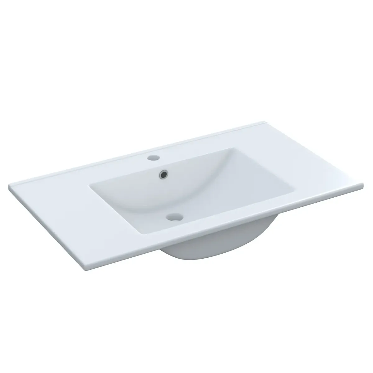 Mobile Mobiletto Bagno Sospeso Con 2 Cassettoni Soft Close E Lavabo in Ceramica Monoforo Con Troppopieno E Specchio Design Moderno Minimal
