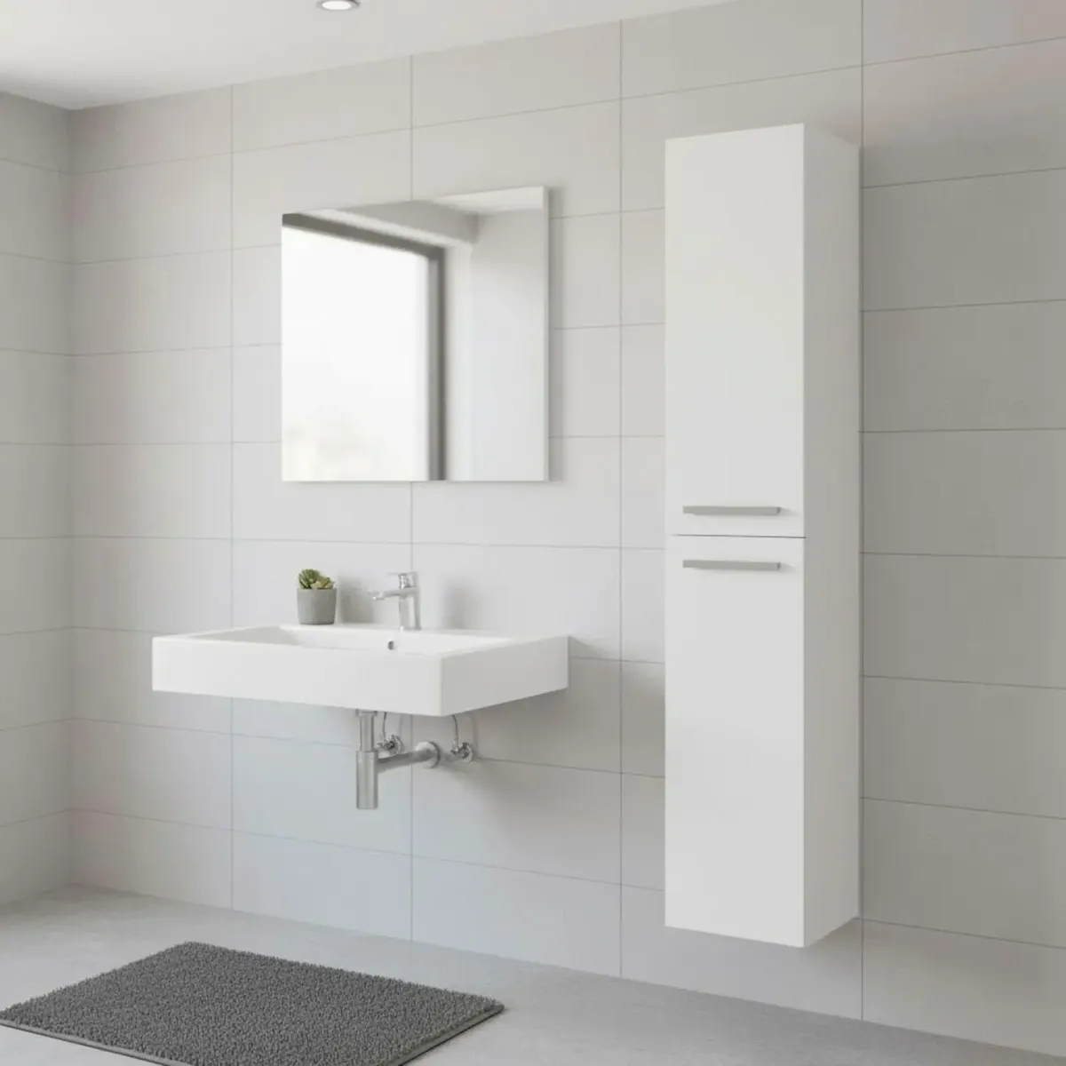 Mobile Bagno Sospeso Armadietto A Colonna Armadio Pensile Sospesa 2 Ante 4 Ripiani Arredamento Bagno Lavanderia Elegante Moderno Minimal