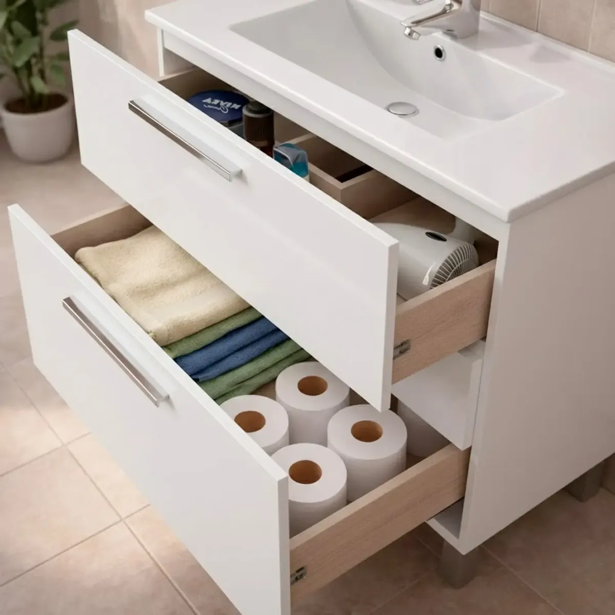 Mobile Bagno A Terra Con 3 Cassetti Lavabo In Ceramica E Specchio 77 x 50 Cm Inclusi Design Moderno Salvaspazio Elegante E Funzionale 80 x 45 x 86 Cm