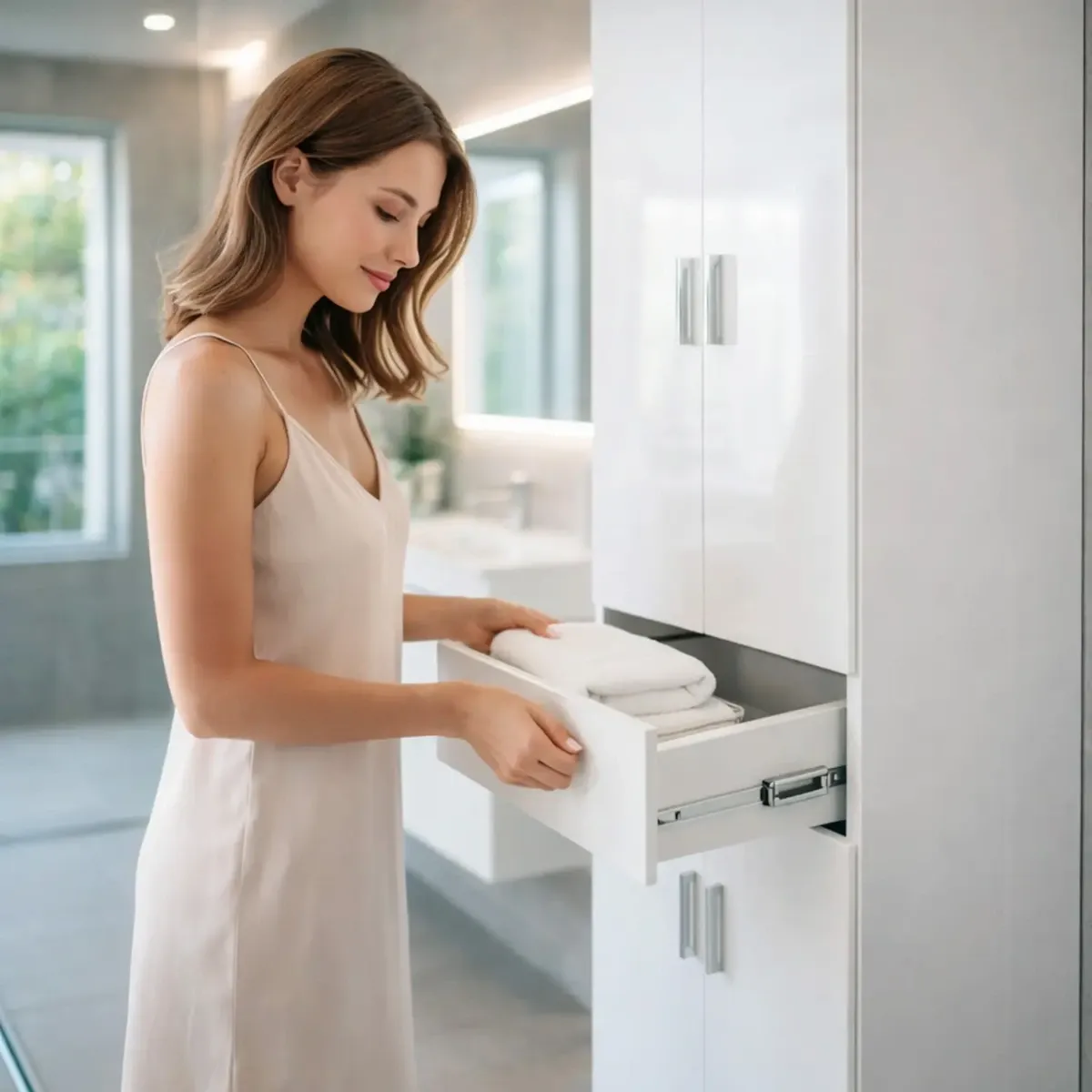 Colonna Bagno Con 4 Ante 4 Ripiani E Cassetto Mobile Alto Moderno Salvaspazio Con Mensole Regolabili Design Elegante Minimal Per Bagno Lavanderia Ripostiglio