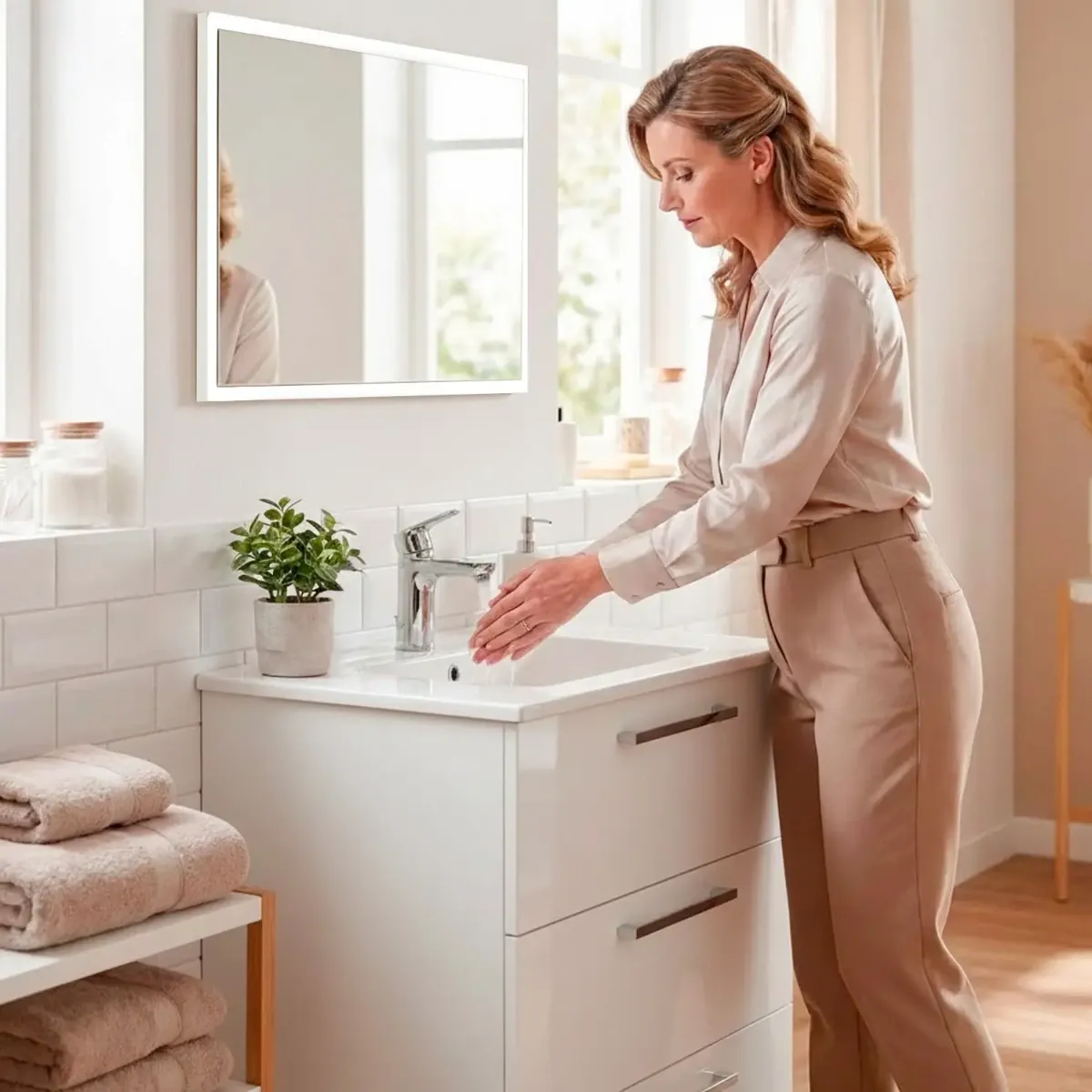 Mobile Bagno A Terra Con 3 Cassetti Lavabo In Ceramica E Specchio 77 x 50 Cm Inclusi Design Moderno Salvaspazio Elegante E Funzionale 80 x 45 x 86 Cm