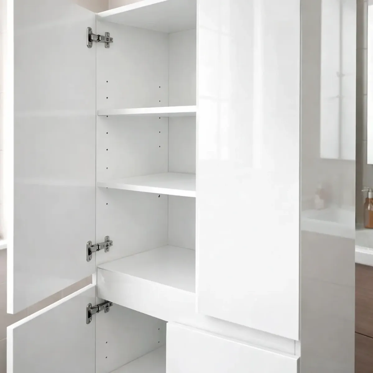 Colonna Bagno 4 Ante Con Ripiani Regolabili Mobile Alto Salvaspazio Design Moderno Elegante Ideale Per Bagno Lavanderia Ripostiglio