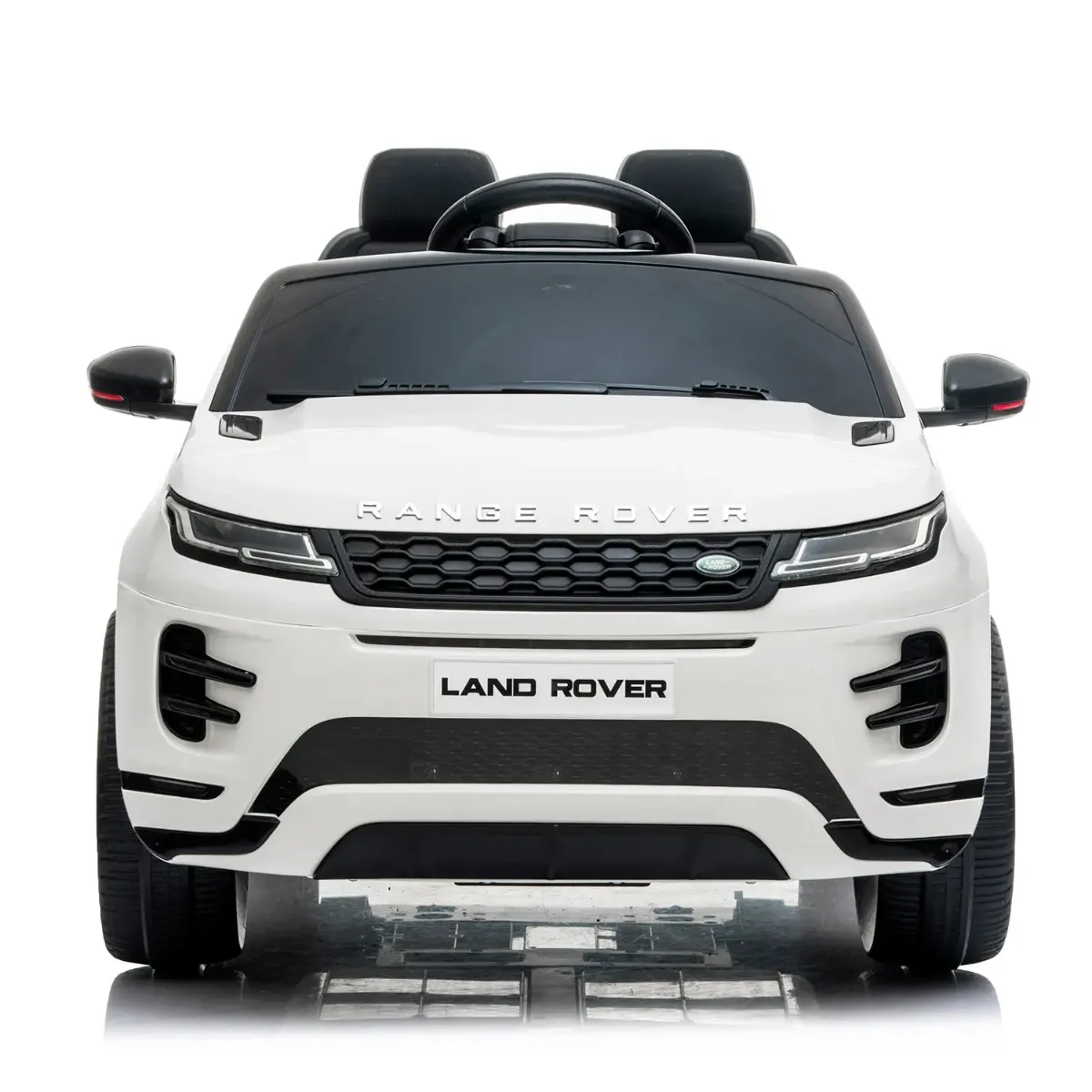 Auto Elettrica Bambini Range Rover Evoque 12V con Licenza Ufficiale Ruote in Gomma EVA Sedile in Pelle Cintura 5 Punti Telecomando 2.4GHz Luci LED Bluetooth MP3 USB Tappetini Inclusi Bianco
