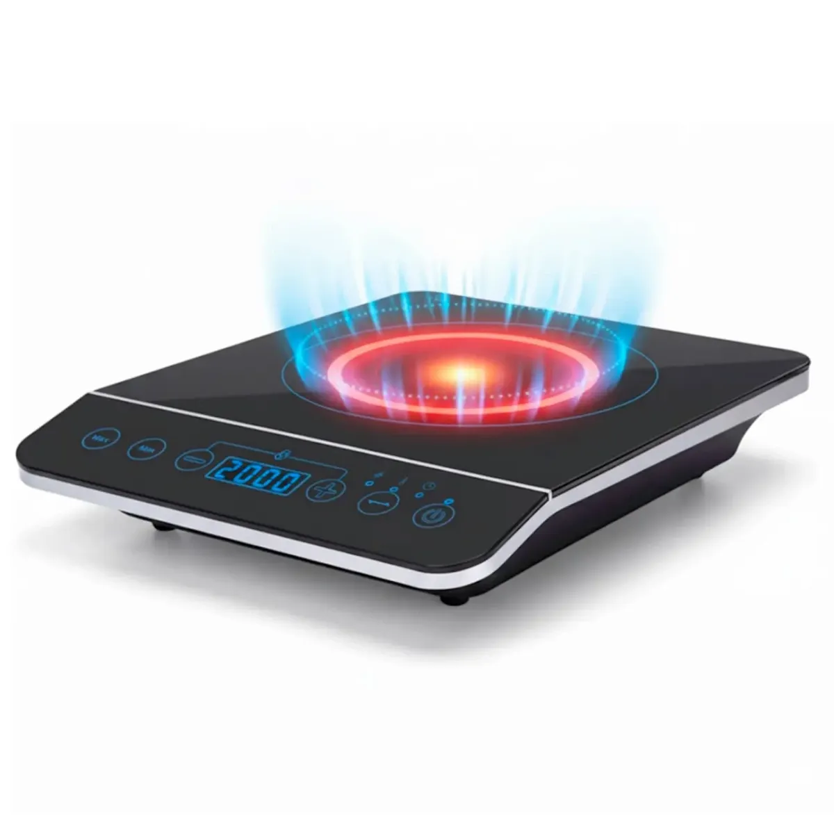 Piastra a Induzione Portatile 2000 W Con Pannello Touch Piano Cottura Elettrico In Vetroceramica Con Timer 10 Livelli Di Potenza Display LED E Funzioni Di Sicurezza Avanzate 29 × 37 × 6.5 cm Nero