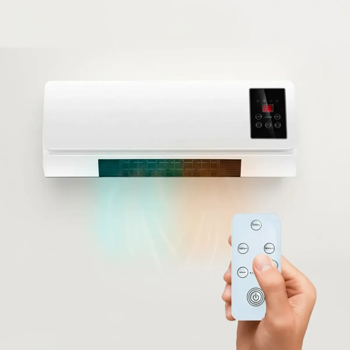 Termoventilatore Elettrico Da Parete 2000W Con Telecomando Display LED Doppia Modalità Caldo E Ventilazione Timer 6 Ore Stufa Silenziosa Per Camera Ufficio Piccoli Ambienti 54 x 14 x 20 Cm Bianco