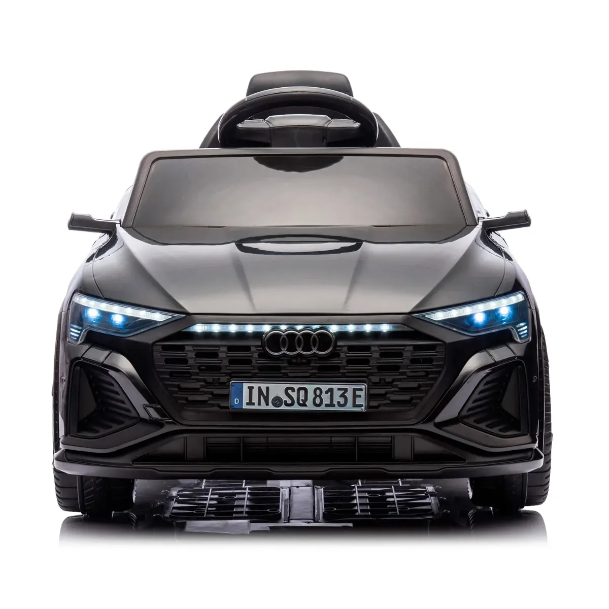Auto Elettrica Bambini Audi SQ8 e-Tron 12V Con Licenza Ufficiale Sedile in Pelle Ruote EVA Telecomando 2.4GHz Luci LED MP3 Soft Start Porte Apribili Auto 3–6 Anni-Nero