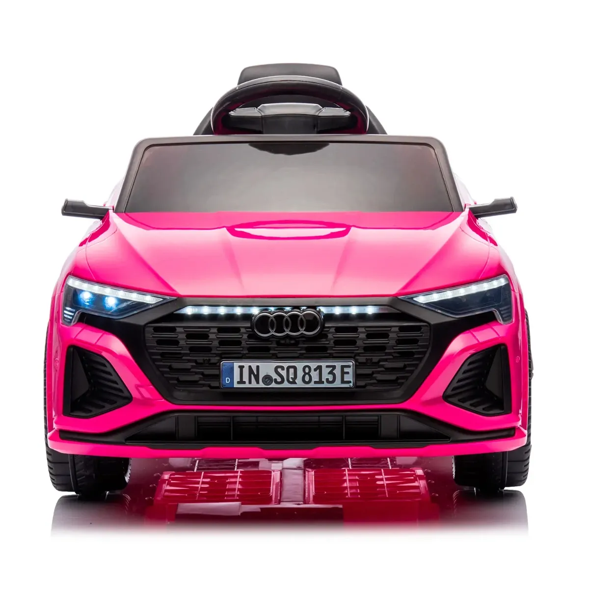 Auto Elettrica Bambini Audi SQ8 e-Tron 12V Con Licenza Ufficiale Sedile in Pelle Ruote EVA Telecomando 2.4GHz Luci LED MP3 Soft Start Porte Apribili Auto 3–6 Anni-Rosa