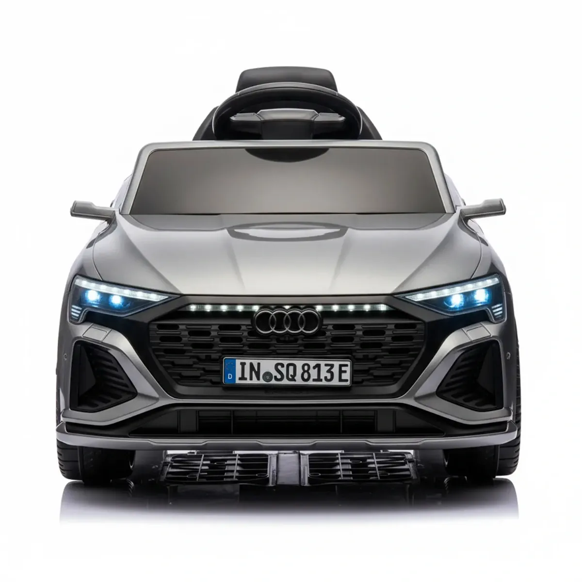 Auto Elettrica Bambini Audi SQ8 e-Tron 12V Con Licenza Ufficiale Sedile in Pelle Ruote EVA Telecomando 2.4GHz Luci LED MP3 Soft Start Porte Apribili Auto 3–6 Anni-Grigio