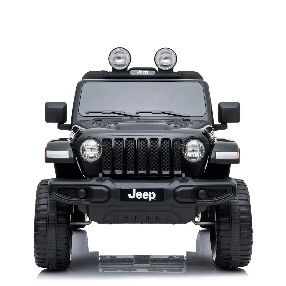 Auto Elettrica Bambini Jeep Wrangler Rubicon 12V 2 Posti con Licenza Ufficiale Ruote in Gomma EVA Sedile in Pelle Telecomando 2.4GHz Luci LED Bluetooth MP3 USB Porte Apribili Full Optional Nero