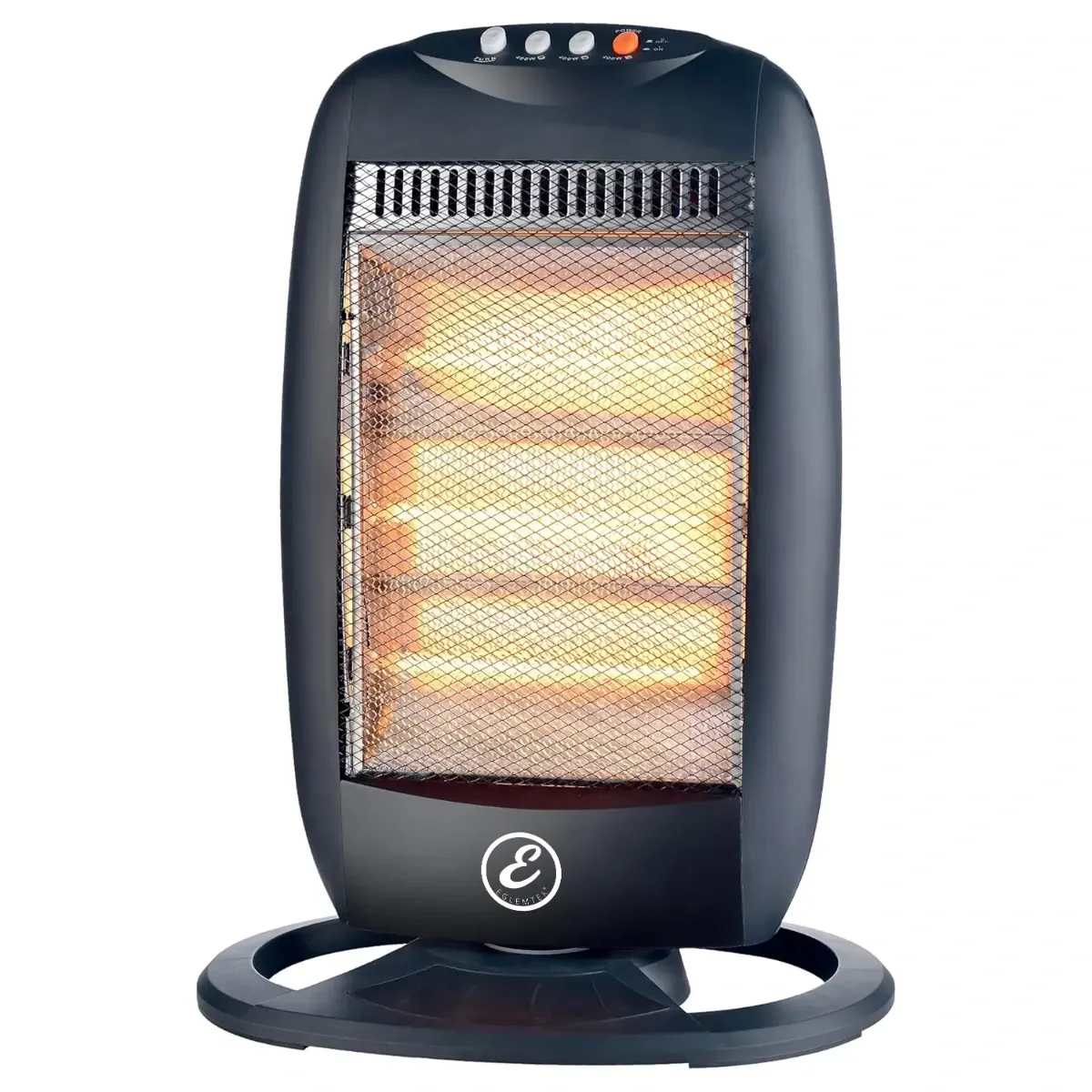 Stufa Alogena Oscillante 1200W con 3 Elementi 3 Livelli di Potenza Riscaldamento Rapido Basso Consumo Oscillazione 70° Silenziosa Portatile Sistema Anti Ribaltamento Fino S 40m² 38 × 28 × 55 cm Nero