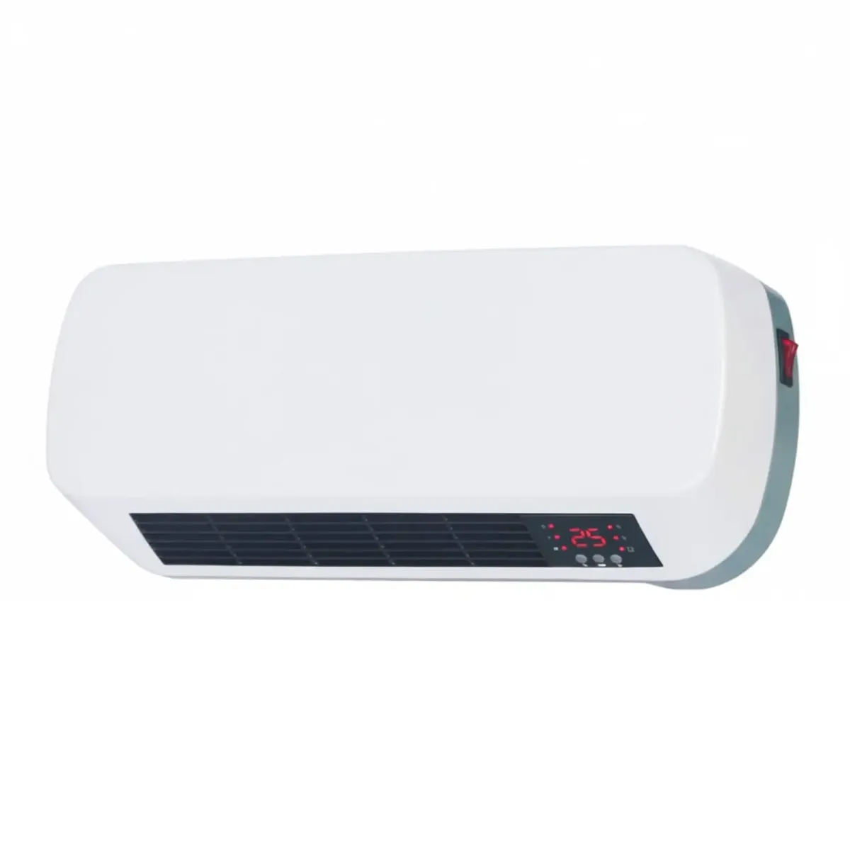 Termoventilatore Da Parete In Ceramica 2000 W Con Display LED Telecomando Timer 12h 3 Modalità Termostato Da 10 a 49°C IP22 Filtro Antipolvere Sicurezza Overprotect 45 x 12 x 19 Cm-Bianco