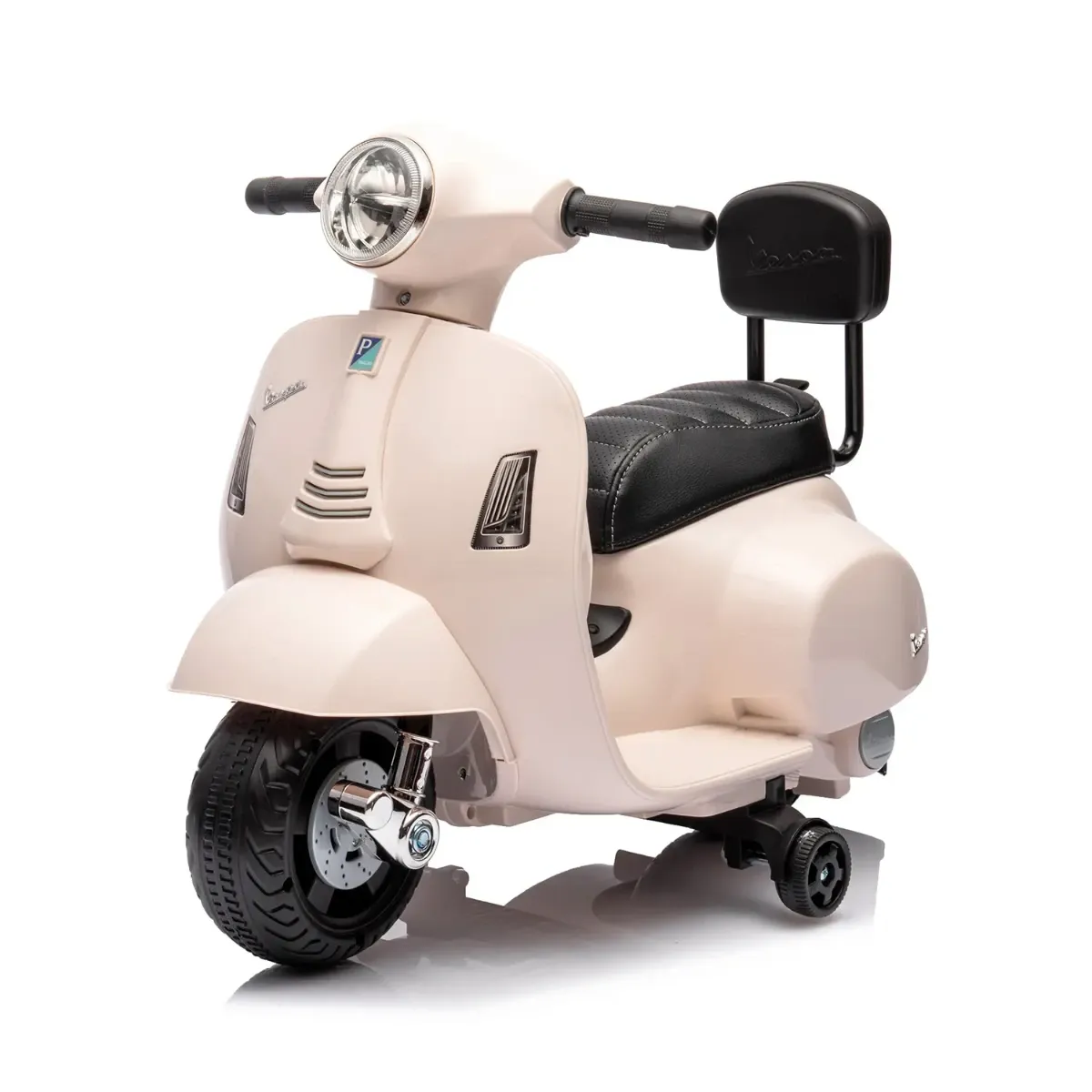 Moto Elettrica Per Bambini Mini Vespa GTS Piaggio 6V Scooter Con Licenza Ufficiale Sedile In Pelle E Schienale Luci E Suoni Realistici Batteria Ricaricabile E Caricatore 18 - 36 Mesi-Bianco