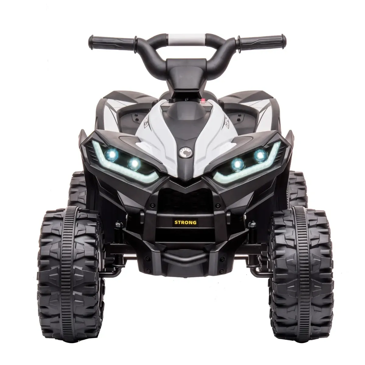 Quad Elettrico Bambini 12V ATV con Doppio Motore 35 W 2 Velocità 3-6 km/h Fari LED Musica USB/MP3 Ruote Larghe con Sospensioni Quad per Bambini 3-5 Anni-Bianco