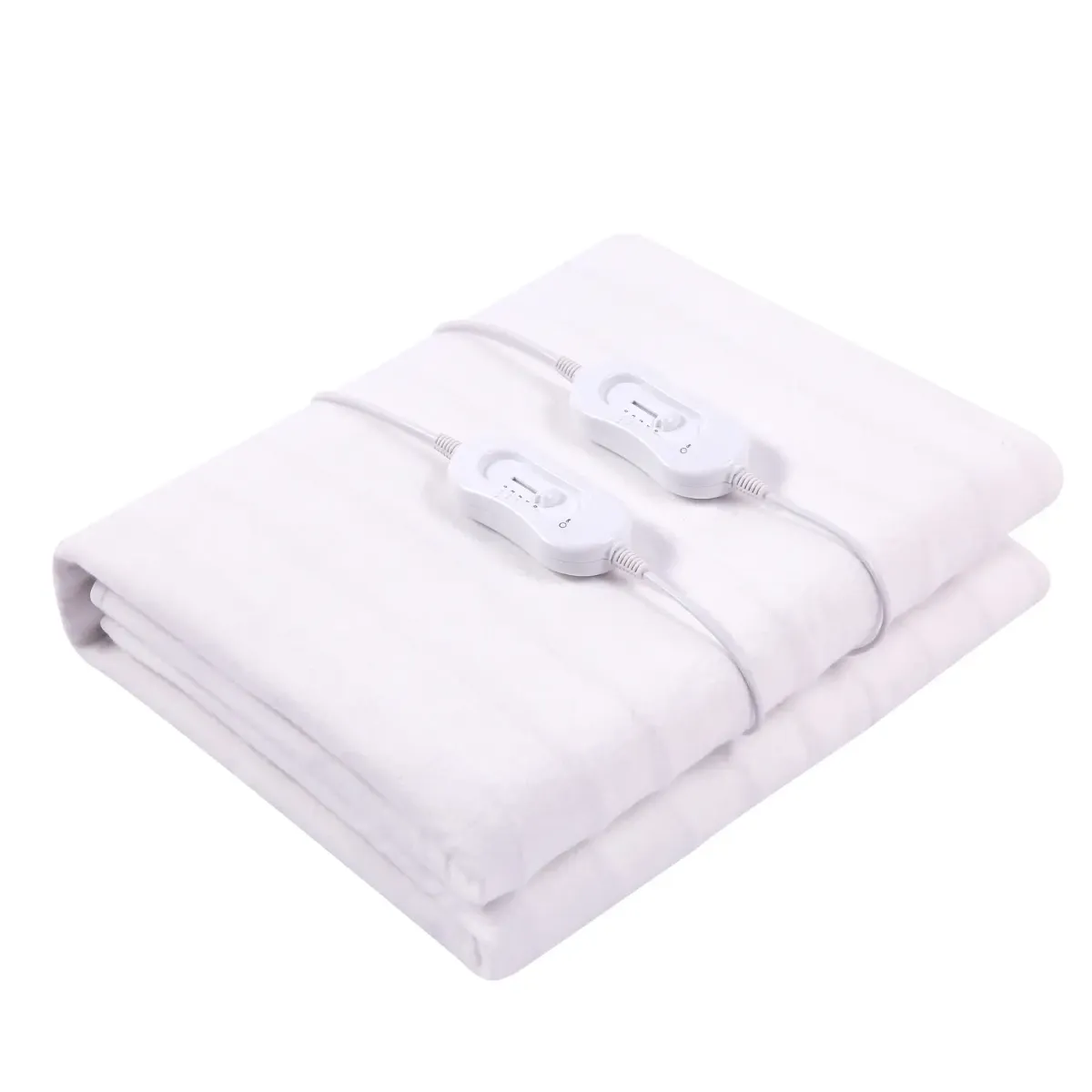 Scaldaletto Elettrico Matrimoniale 160 x 140 Cm in Poliestere 100% Coperta Elettrica Riscaldante Con 2 Telecomandi Indipendenti 3 Livelli Di Temperatura Timer Sistema Anti Surriscaldamento-Bianco
