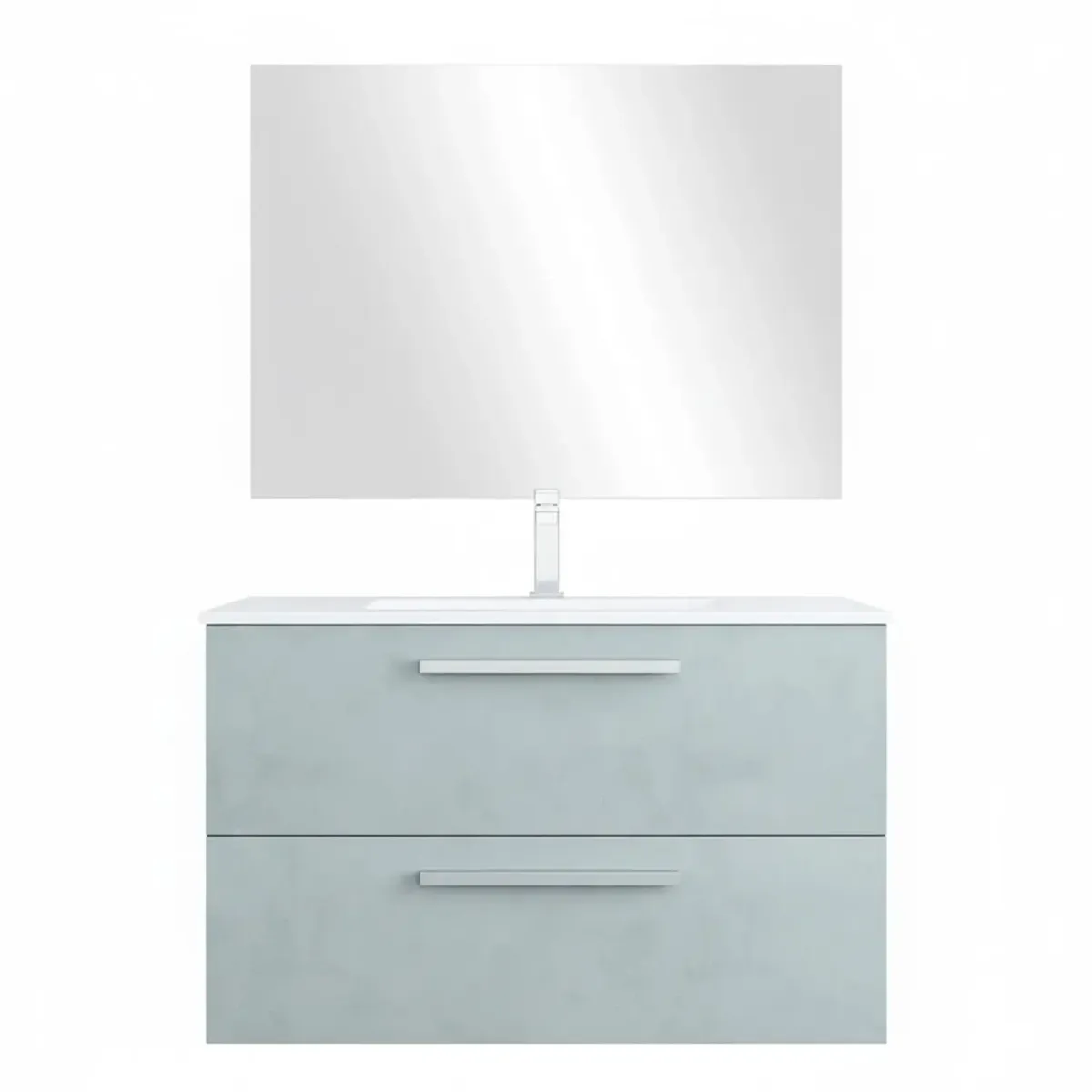 Mobile Mobiletto Bagno Sospeso Con 2 Cassettoni Soft Close Con Lavandino Lavabo In Ceramica Specchio E Led Da 30 Cm Design Moderno Nordico 57 x 80 x 45 Cm