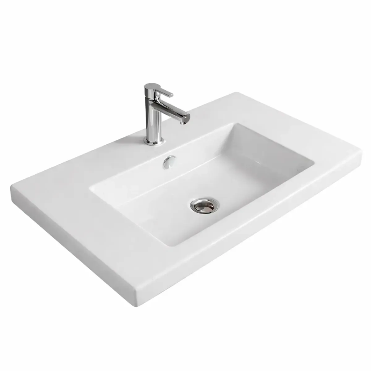 Lavabo Da Incasso Rettangolare Lavandino Bagno In Ceramica Design Moderno Elegante Per Top Bagno 101 x 36 cm