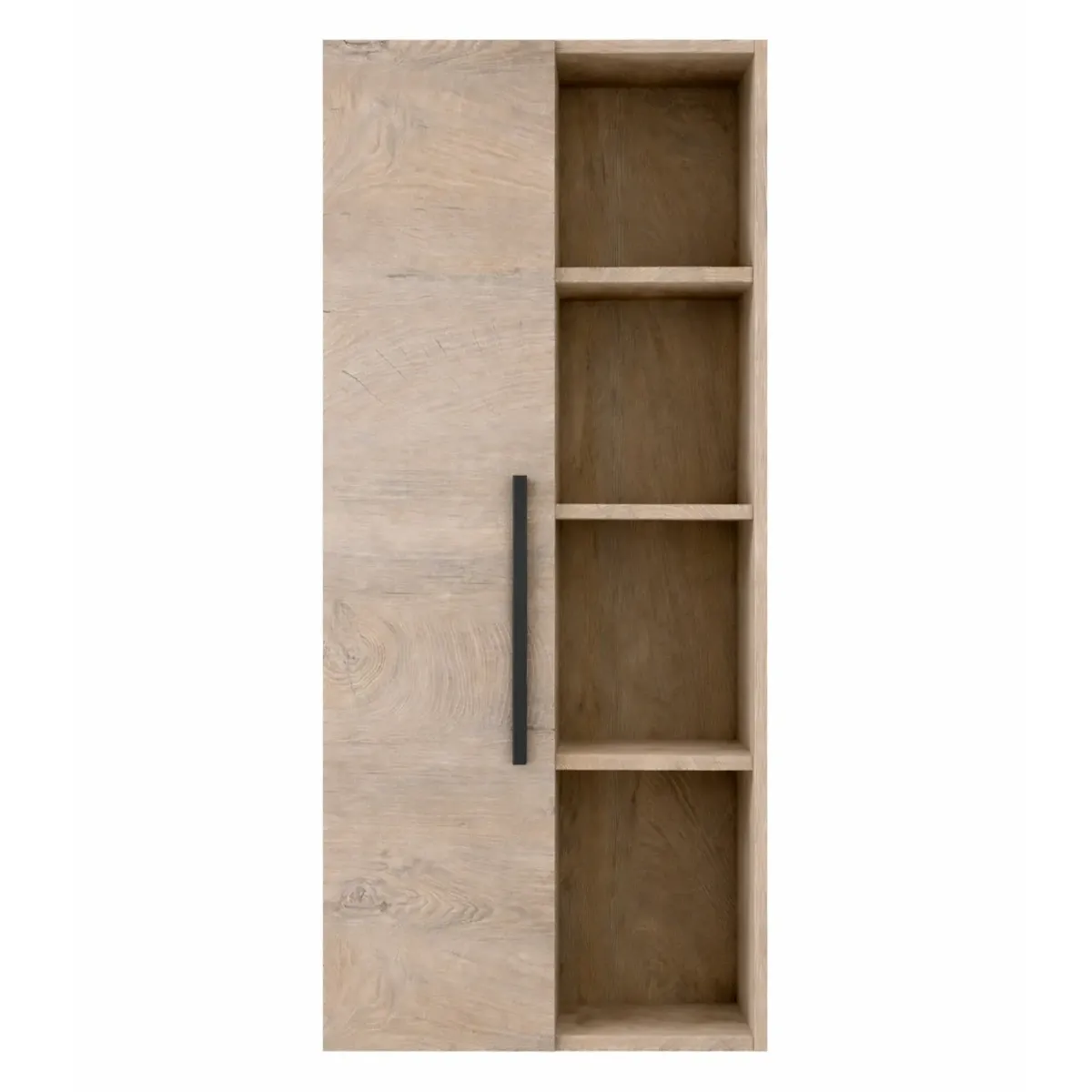 Colonna Sospesa Multiuso Con 1 Anta E 5 Vani A Giorno Mobile Armadietto Bagno Pensile Salvaspazio In Melaminico Chiusura Assistita E Ripiani Interni Design Moderno