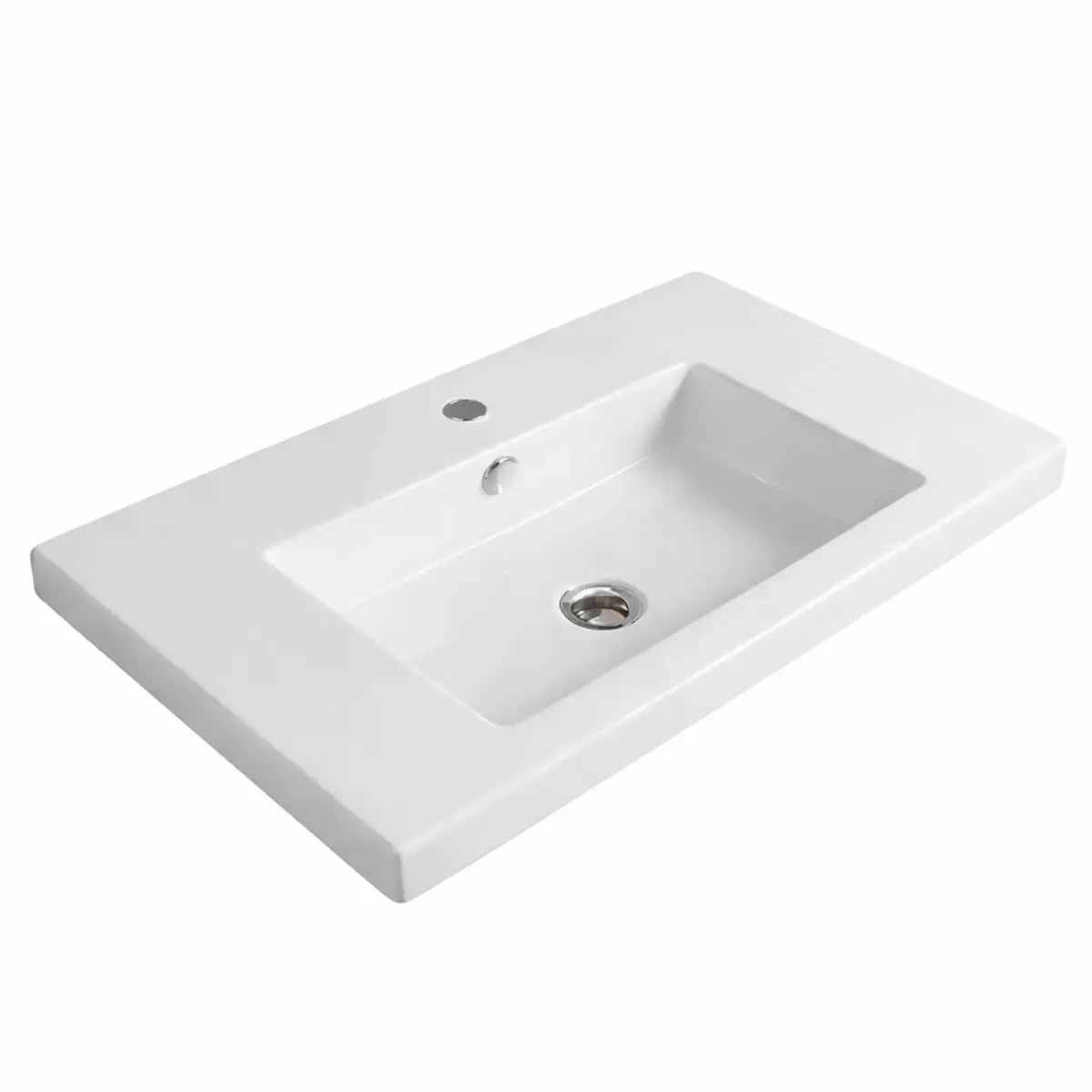Lavabo Da Incasso Rettangolare Lavandino Bagno In Ceramica Design Moderno Elegante Per Top Bagno 101 x 36 cm