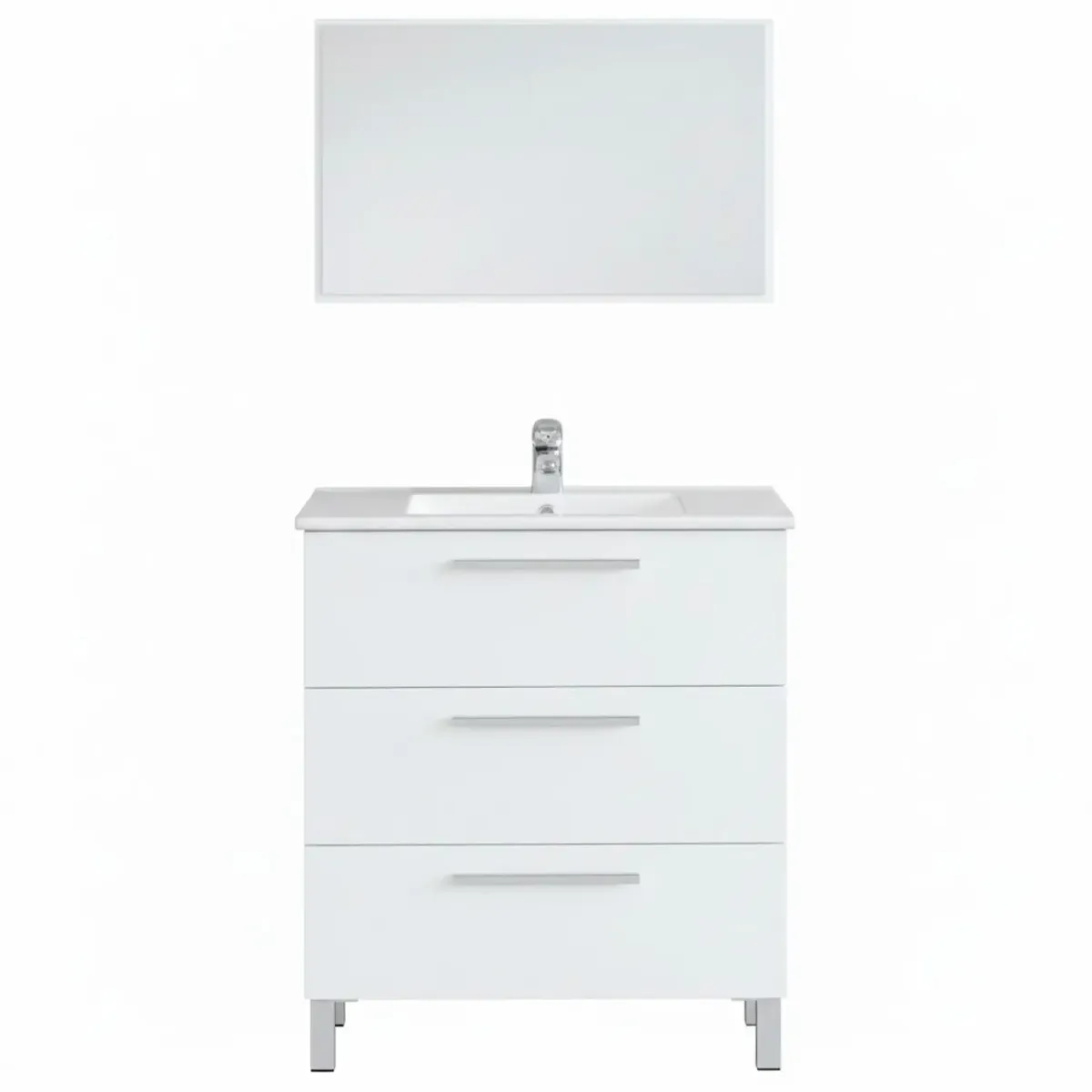 Mobile Bagno A Terra Con 3 Cassetti Lavabo In Ceramica E Specchio 77 x 50 Cm Inclusi Design Moderno Salvaspazio Elegante E Funzionale 80 x 45 x 86 Cm