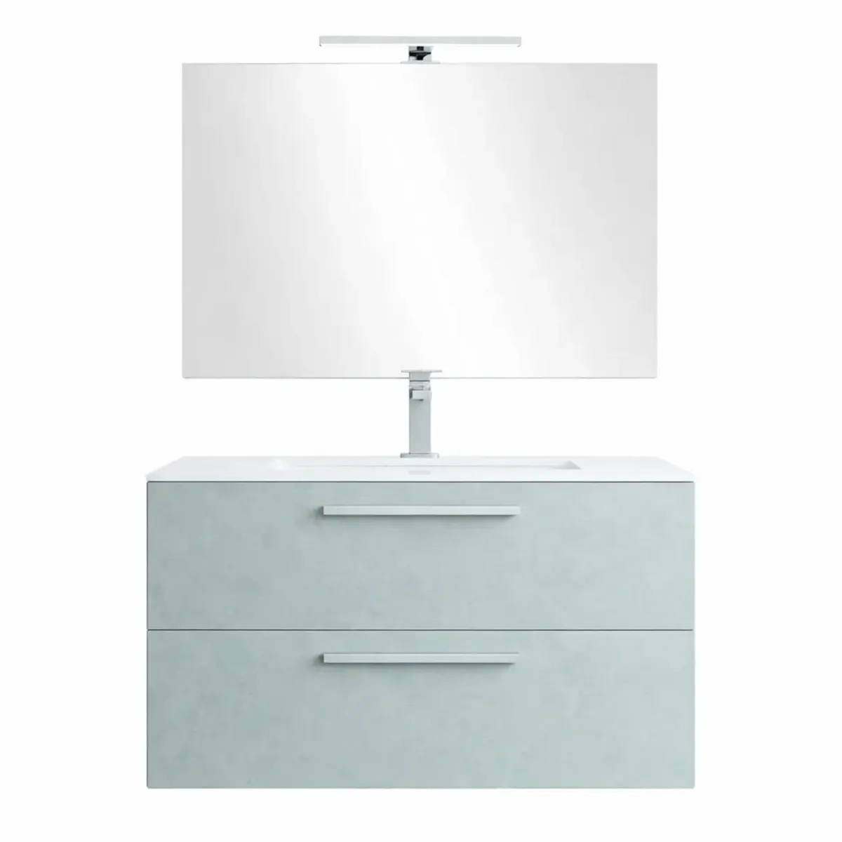 Mobile Mobiletto Bagno Sospeso Con 2 Cassettoni Soft Close Con Lavandino Lavabo In Ceramica Specchio E Led Da 30 Cm Design Moderno Nordico 57 x 80 x 45 Cm