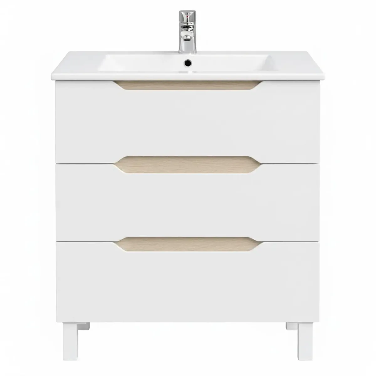 Mobile Bagno A Terra Con 3 Cassettoni Soft Close E Lavabo In Ceramica Monoforo Con Troppopieno Incluso Mobiletto Design Moderno Ed Elegante Salvaspazio 80 x 45 x 86 Cm