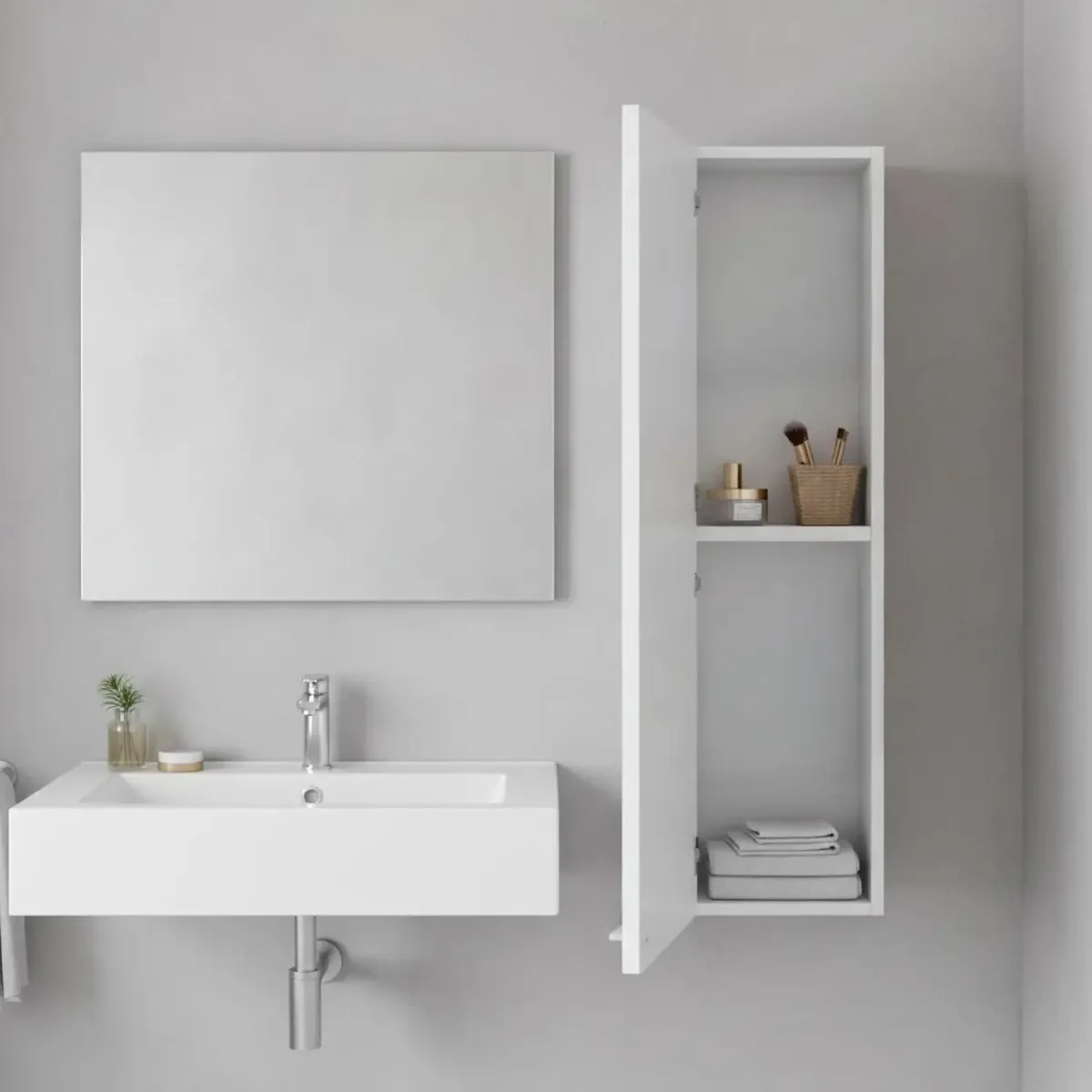 Pensile Da Bagno Sospeso Con 1 Anta E Ripiano Regolabile Mobile Armadietto Moderno Colonna Scaffale Salvaspazio Da Parete In Melamina Design Moderno 