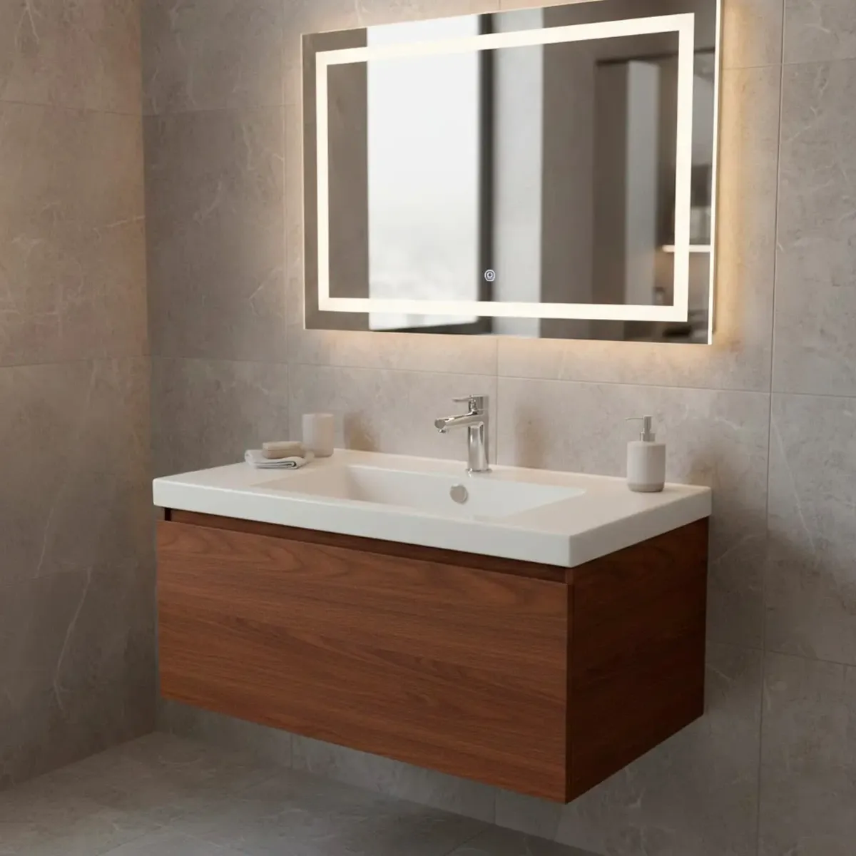 Lavabo Da Incasso Rettangolare Lavandino Bagno In Ceramica Design Moderno Elegante Per Top Bagno 101 x 36 cm