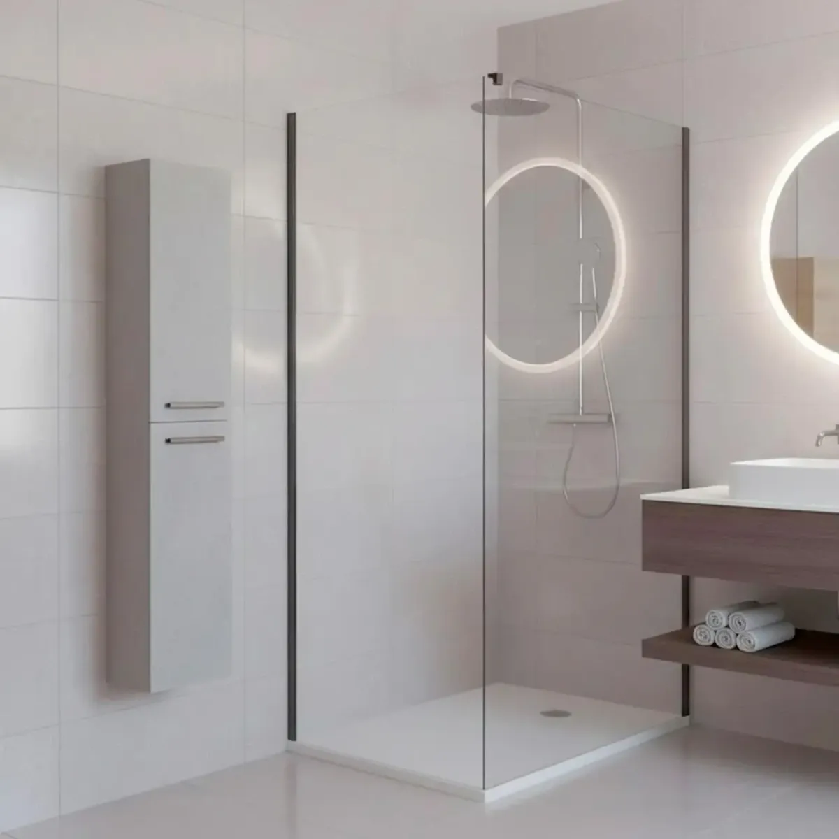 Mobile Alto Da Bagno Sospeso Con 2 Ante E 3 Mensole Interne Colonna Moderna Sospesa Salvaspazio In Melaminico Con Chiusura Assistita Design Industriale Lavanderia Ingresso