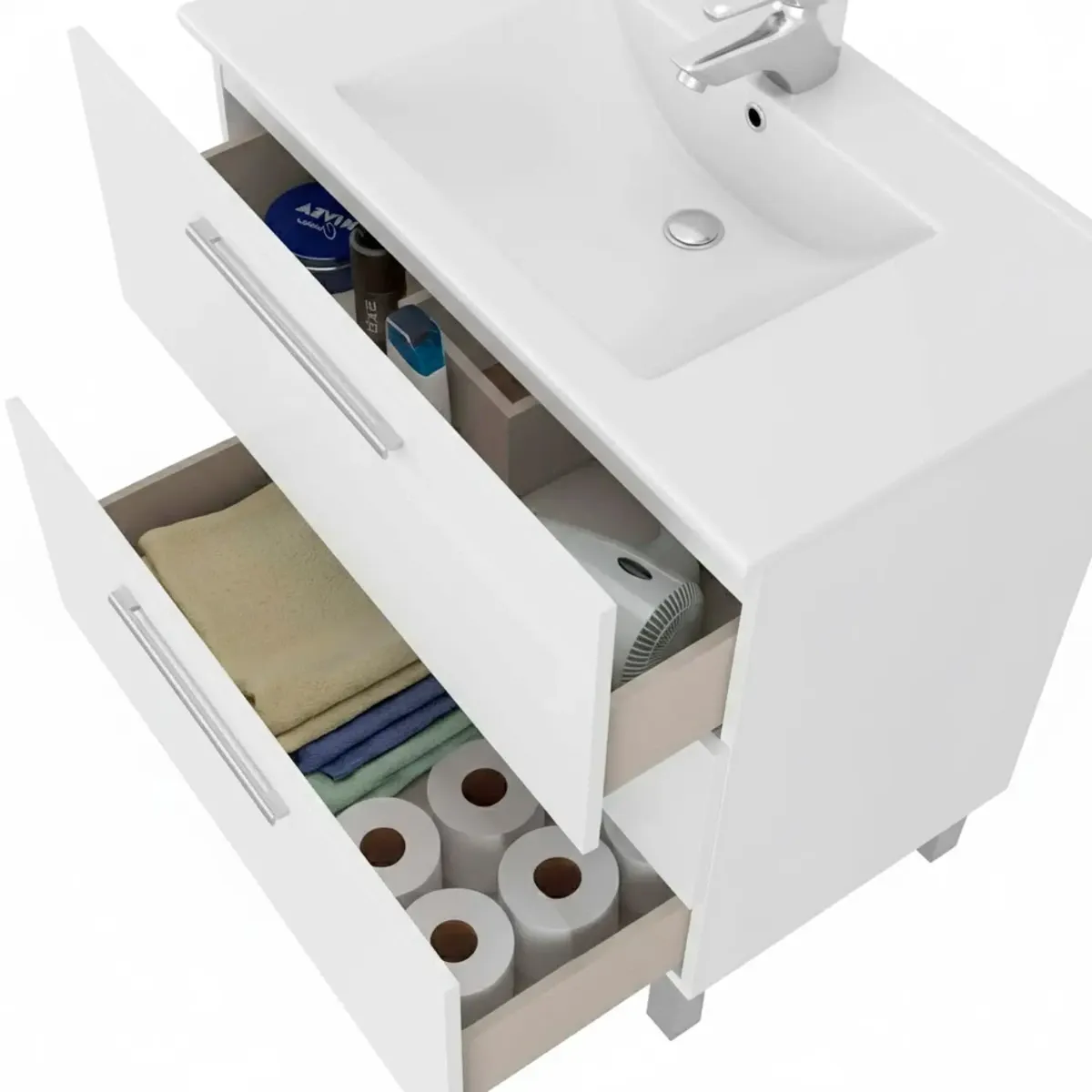 Mobile Bagno A Terra Con 3 Cassetti Lavabo In Ceramica E Specchio 77 x 50 Cm Inclusi Design Moderno Salvaspazio Elegante E Funzionale 80 x 45 x 86 Cm