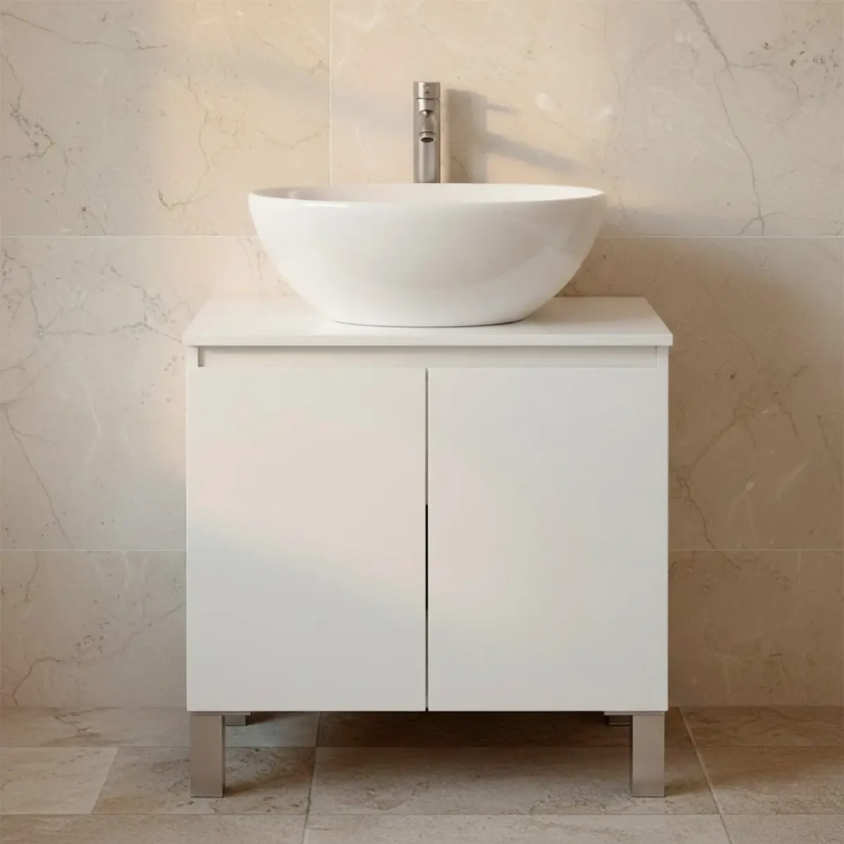 Mobile Bagno Sotto Al Lavabo Mobile Da Appoggio Con 2 Ante E Mensola Interna Salvaspazio Design Moderno Ideale Per lavabi Con Colonna Lavanderia Ripostiglio 60 x 40 x 63.5 Cm-Bianco lucido