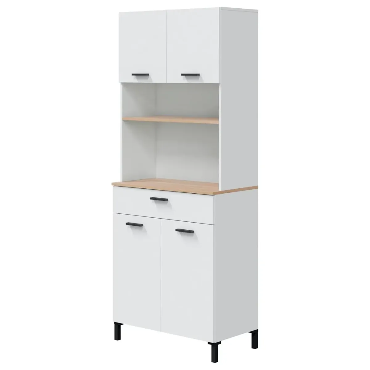 Mobile Dispensa Multiuso con 4 Ante 1 Cassetto E Vano Per Elettrodomestici Colonna Cucina Salvaspazio Moderna Con Ripiani Interni E Piano Appoggio 72 x 185 x 40 Cm