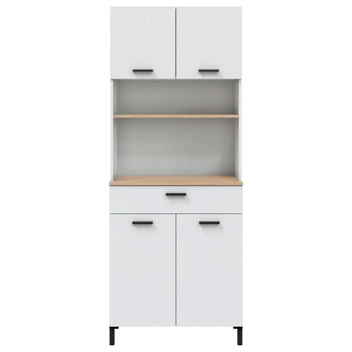 Mobile Dispensa Multiuso con 4 Ante 1 Cassetto E Vano Per Elettrodomestici Colonna Cucina Salvaspazio Moderna Con Ripiani Interni E Piano Appoggio 72 x 185 x 40 Cm
