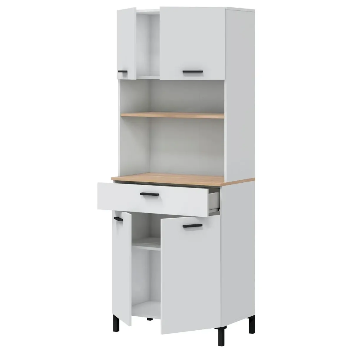 Mobile Dispensa Multiuso con 4 Ante 1 Cassetto E Vano Per Elettrodomestici Colonna Cucina Salvaspazio Moderna Con Ripiani Interni E Piano Appoggio 72 x 185 x 40 Cm