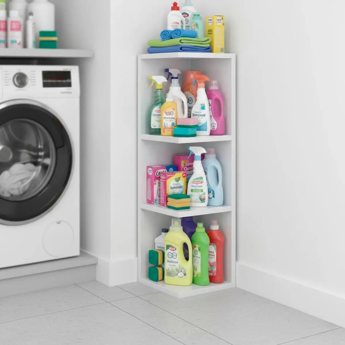 Modulo Angolare Bagno Sospeso Con 3 Ripiani Mobile Salvaspazio Mobiletto Da Parete Per Organizzare Accessori Prodotti Asciugamani Design Moderno Compatto Regina 65 x 20 x 19.5 Cm