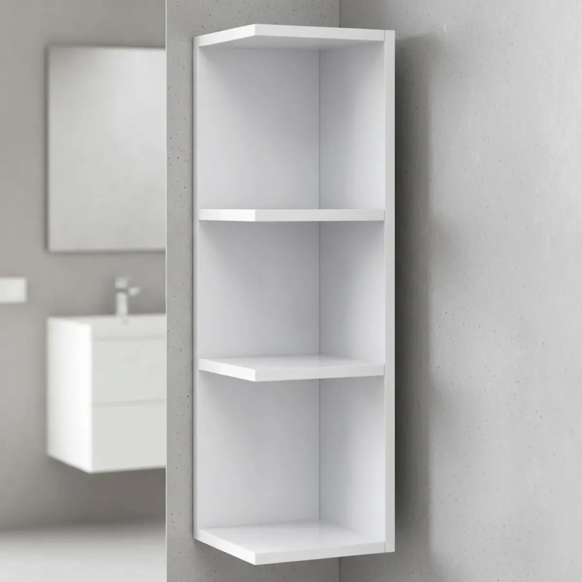 Modulo Angolare Bagno Sospeso Con 3 Ripiani Mobile Salvaspazio Mobiletto Da Parete Per Organizzare Accessori Prodotti Asciugamani Design Moderno Compatto Regina 65 x 20 x 19.5 Cm