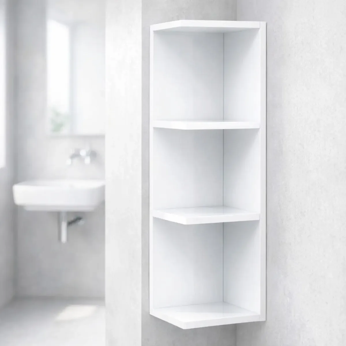 Modulo Angolare Bagno Sospeso Con 3 Ripiani Mobile Salvaspazio Mobiletto Da Parete Per Organizzare Accessori Prodotti Asciugamani Design Moderno Compatto Regina 65 x 20 x 19.5 Cm