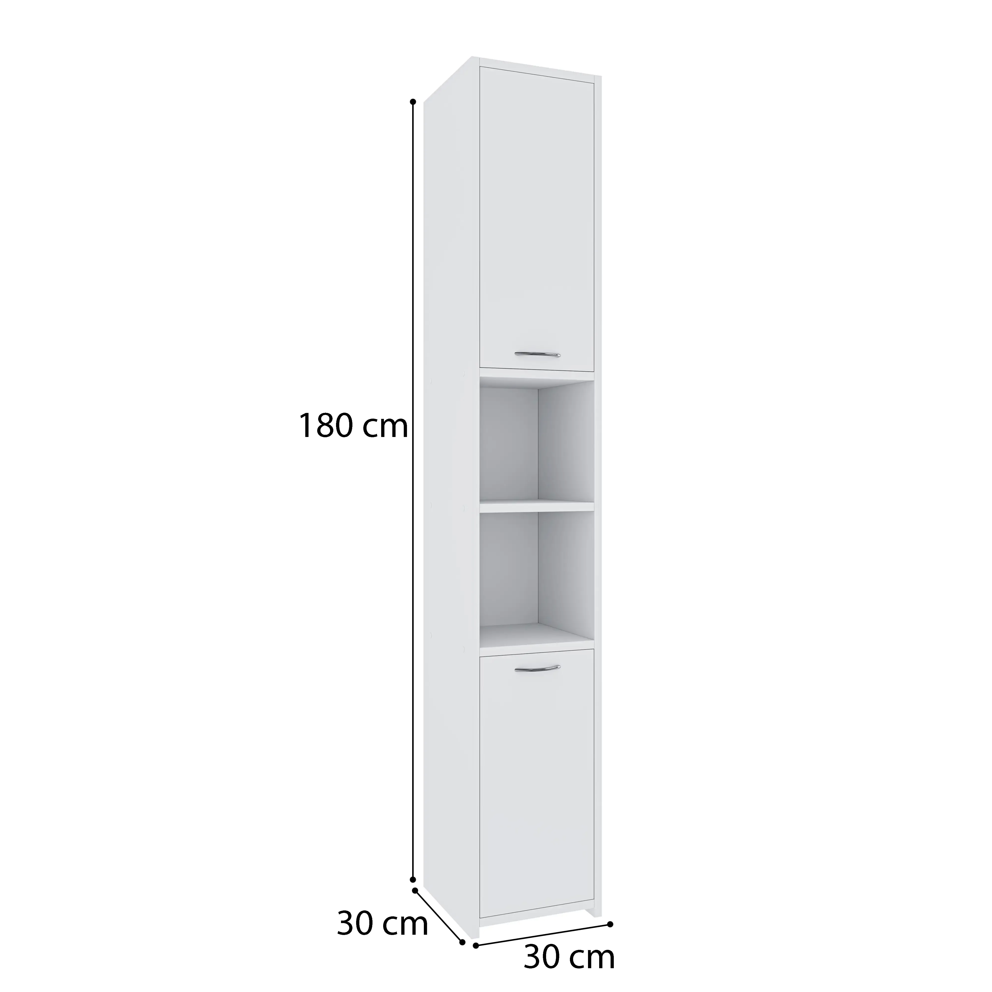Armadio Armadietto Mobile Alto Bagno Multiuso A Colonna Con 2 Ante E 6 Ripiani Salvaspazio Mobiletto Asciugamani Per Ingresso Camera Da Letto Design Moderno Yakutat 180 x 30 x 30 Cm Bianco