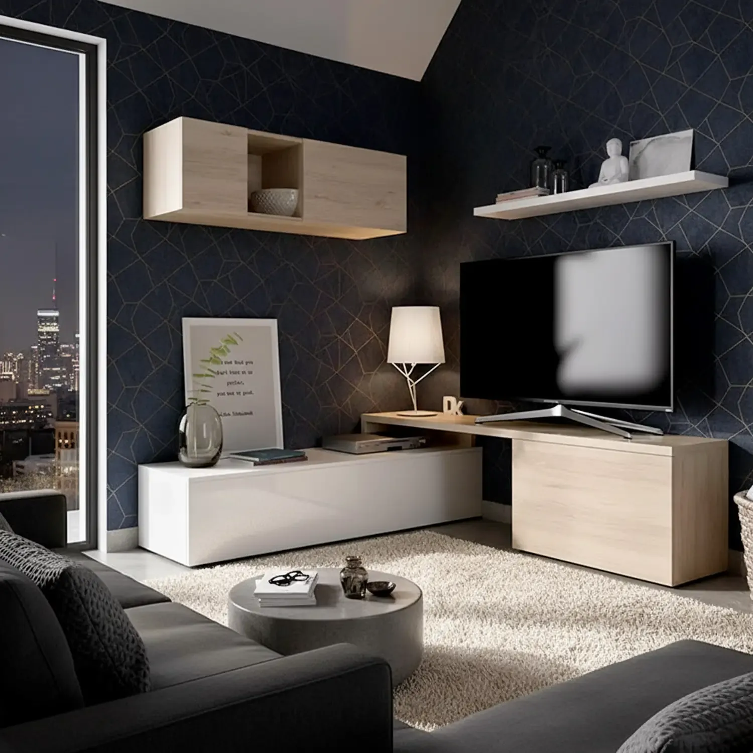 parete-attrezzata-mobile-soggiorno-tv-con-mensola-pensile-salotto-legno-base-televisione-sala-da-pranzo-design-moderno-modulare-reversibile-adelaide-201-x-41-x-44-cm-colore-bianco-e-rovere-441324