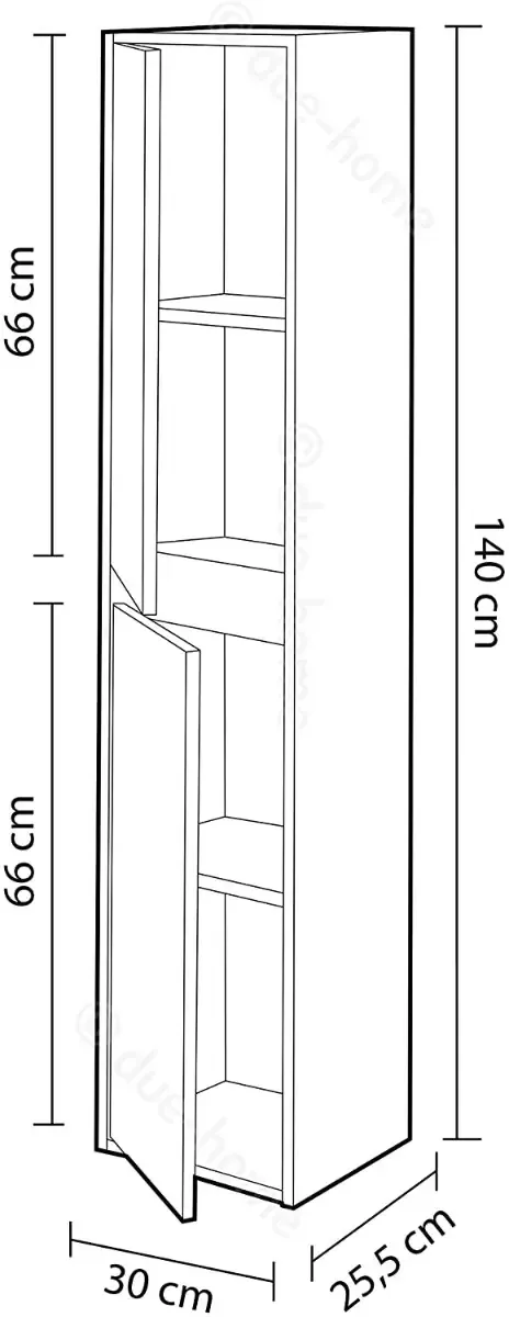 Mobile Bagno Sospeso Armadietto A Colonna Armadio Pensile 2 Ante 4 Ripiani Rovere Arredamento Bagno Nordico Moderno 30 x 25.5 x 140 cm Colore Rovere Scuro