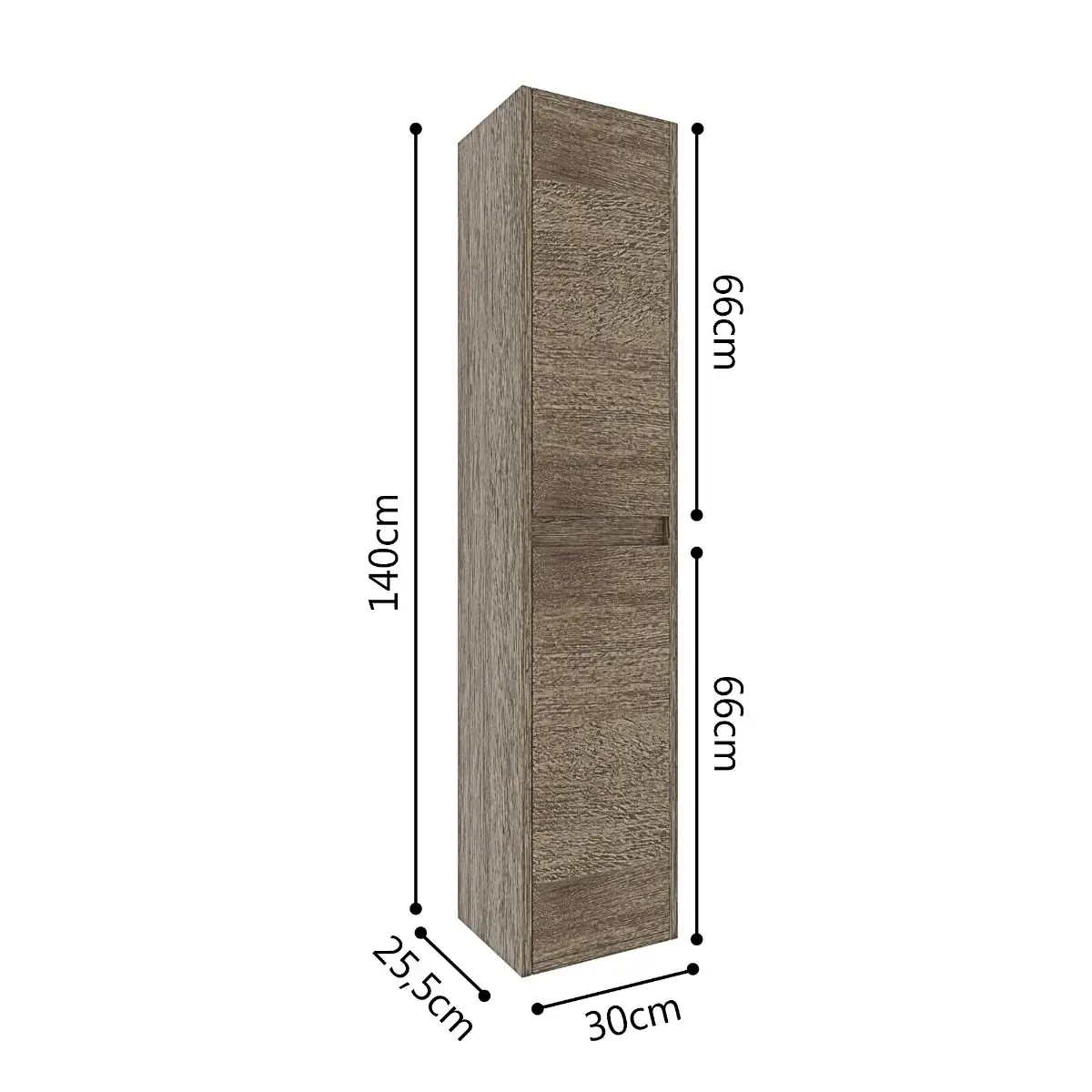 Mobile Bagno Sospeso Armadietto A Colonna Armadio Pensile 2 Ante 4 Ripiani Rovere Arredamento Bagno Nordico Moderno 30 x 25.5 x 140 cm Colore Rovere Scuro